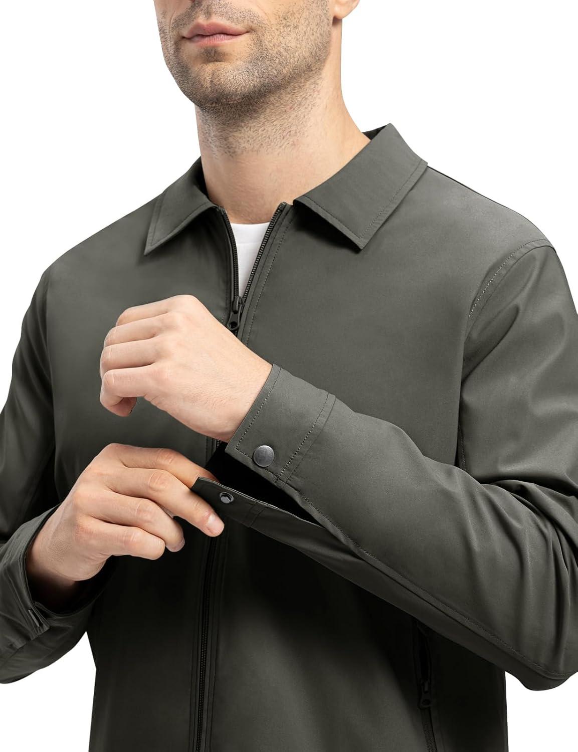 imageTBMPOY Mens Lightweight Jackets Casual Windbreaker Stylish Light Fall Spring Golf Work Dress BusinessCharcoal Gray