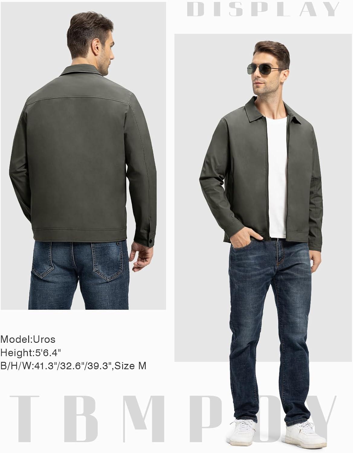 imageTBMPOY Mens Lightweight Jackets Casual Windbreaker Stylish Light Fall Spring Golf Work Dress BusinessCharcoal Gray