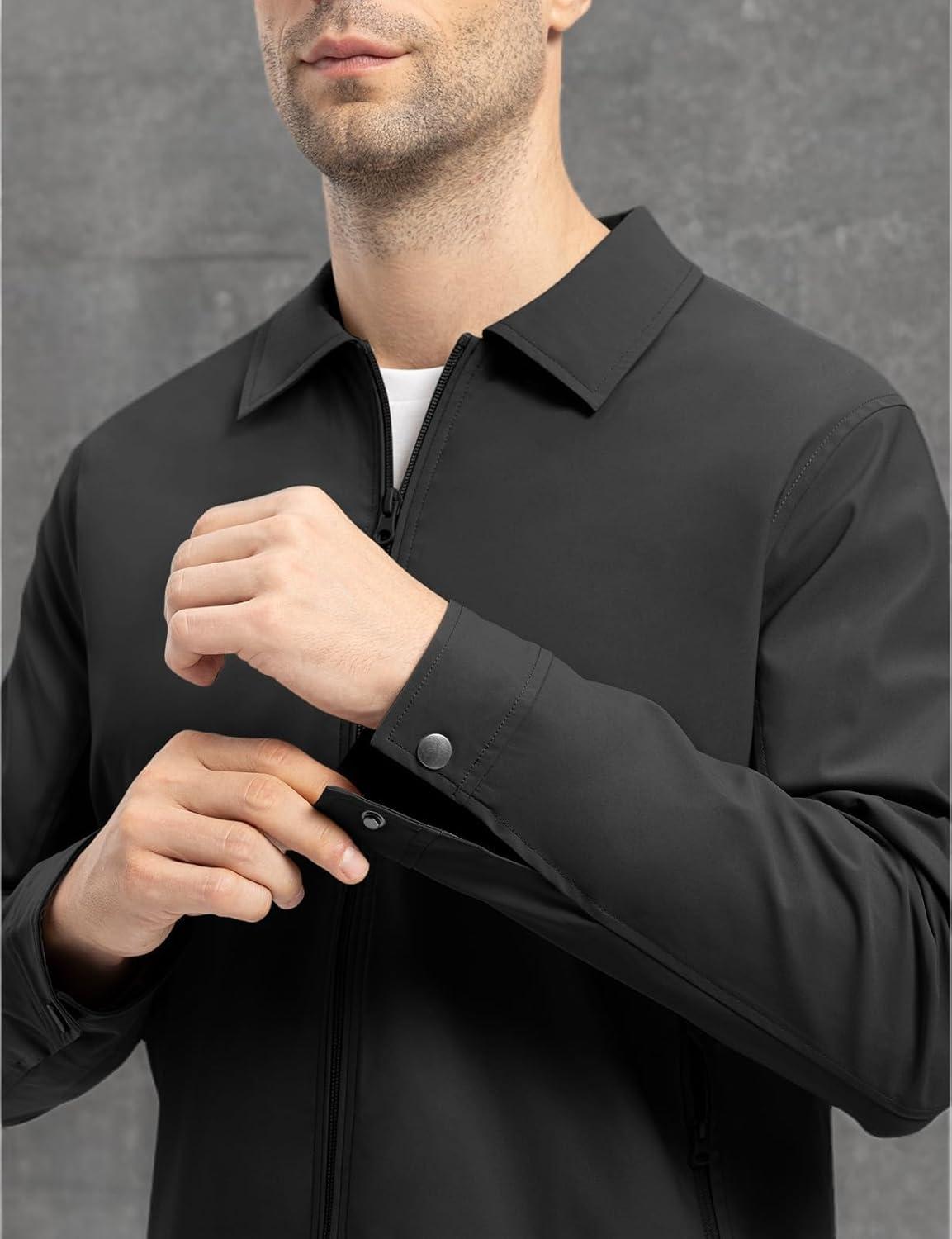 imageTBMPOY Mens Lightweight Jackets Casual Windbreaker Stylish Light Fall Spring Golf Work Dress BusinessCharcoal Gray