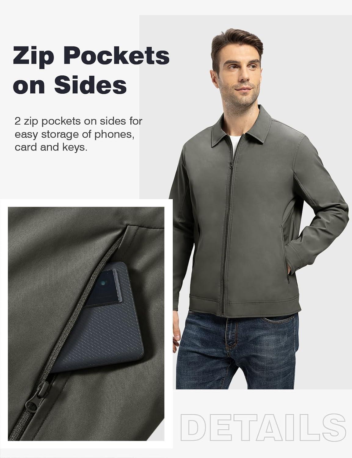 imageTBMPOY Mens Lightweight Jackets Casual Windbreaker Stylish Light Fall Spring Golf Work Dress BusinessCharcoal Gray