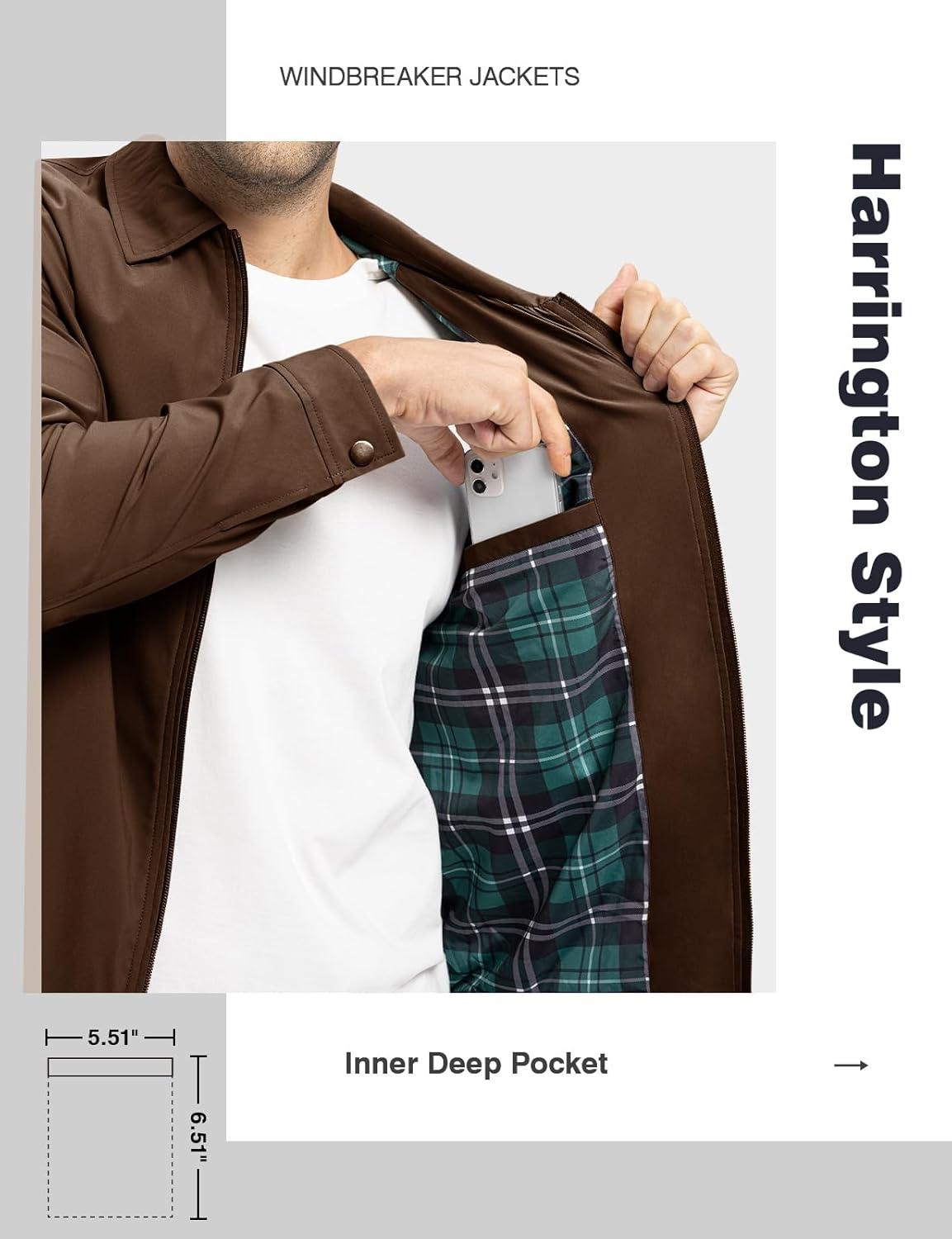 imageTBMPOY Mens Lightweight Jackets Casual Windbreaker Stylish Light Fall Spring Golf Work Dress BusinessCoffee