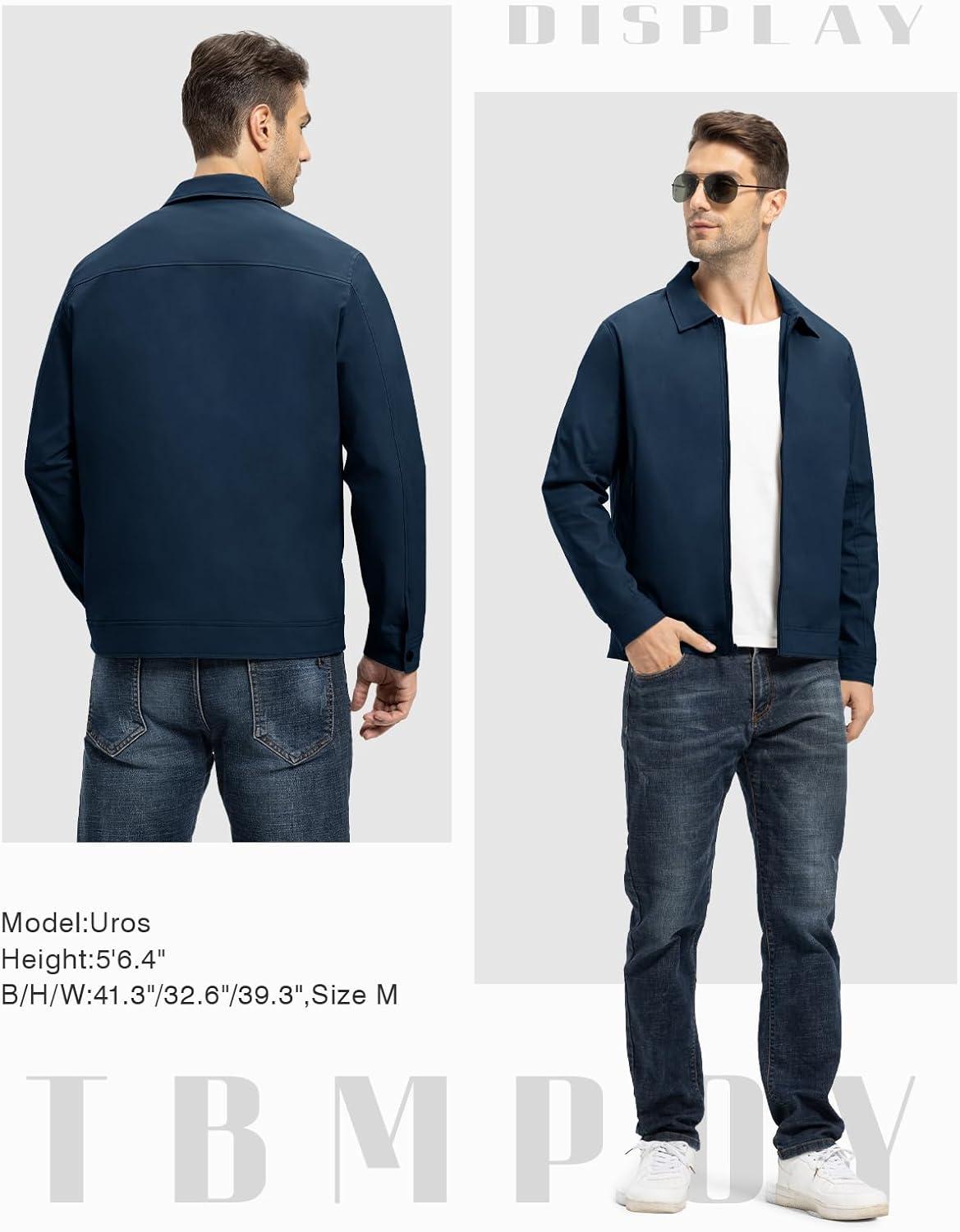 imageTBMPOY Mens Lightweight Jackets Casual Windbreaker Stylish Light Fall Spring Golf Work Dress BusinessDeep Blue
