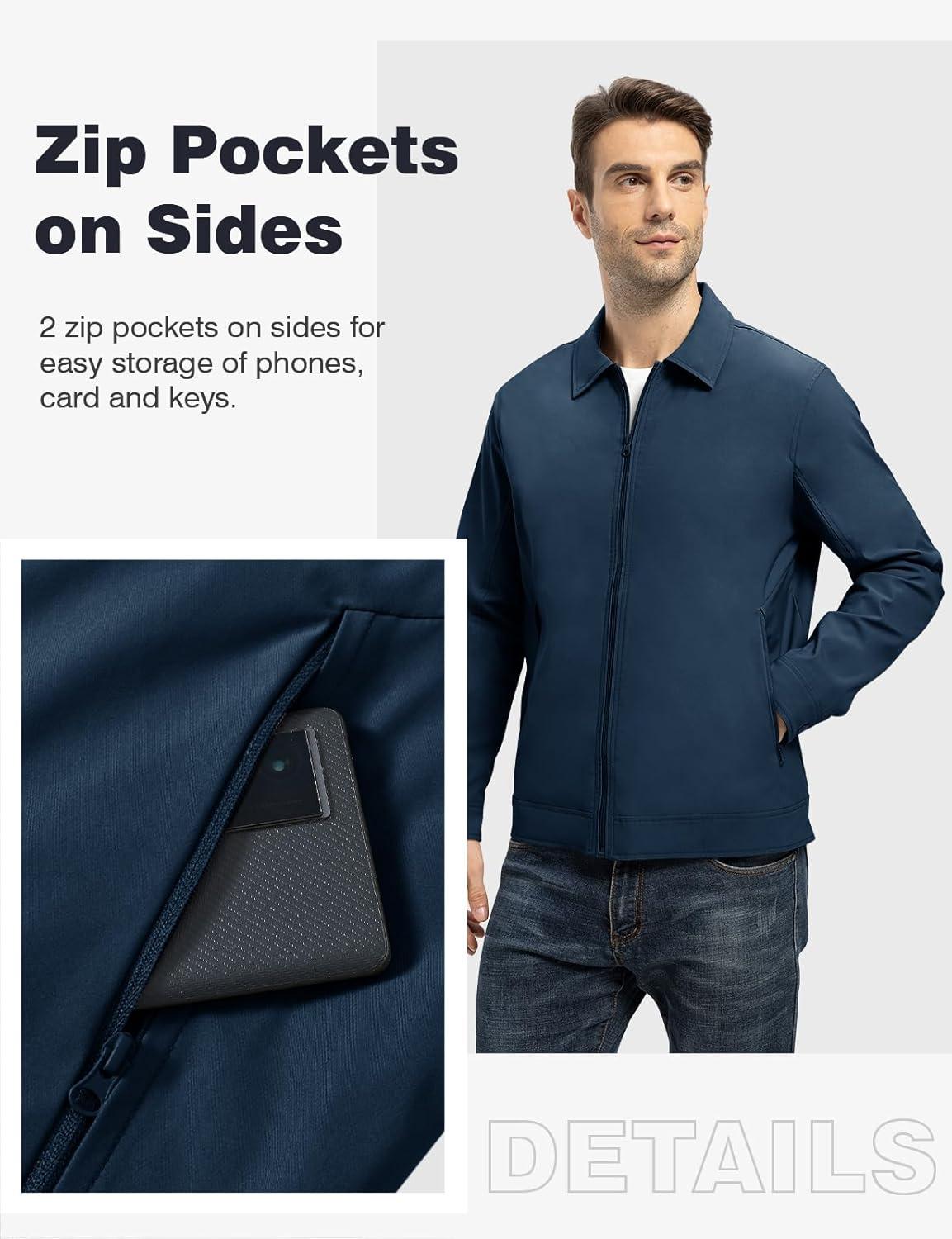 imageTBMPOY Mens Lightweight Jackets Casual Windbreaker Stylish Light Fall Spring Golf Work Dress BusinessDeep Blue