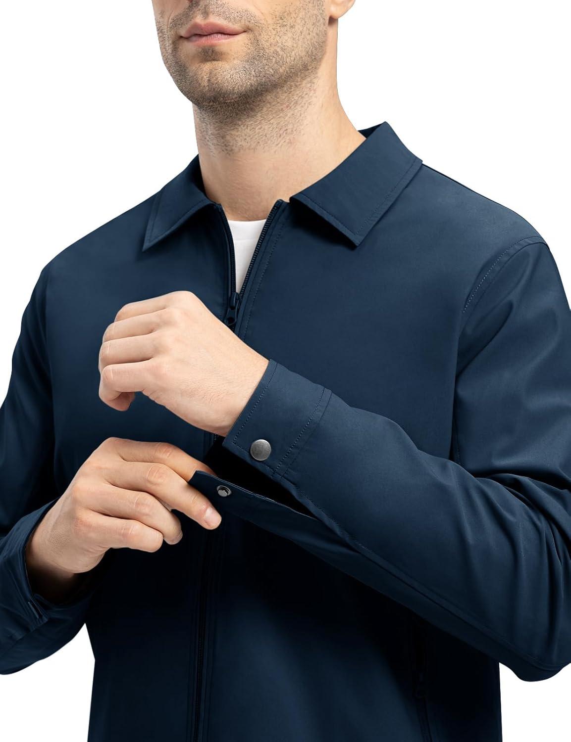 imageTBMPOY Mens Lightweight Jackets Casual Windbreaker Stylish Light Fall Spring Golf Work Dress BusinessDeep Blue