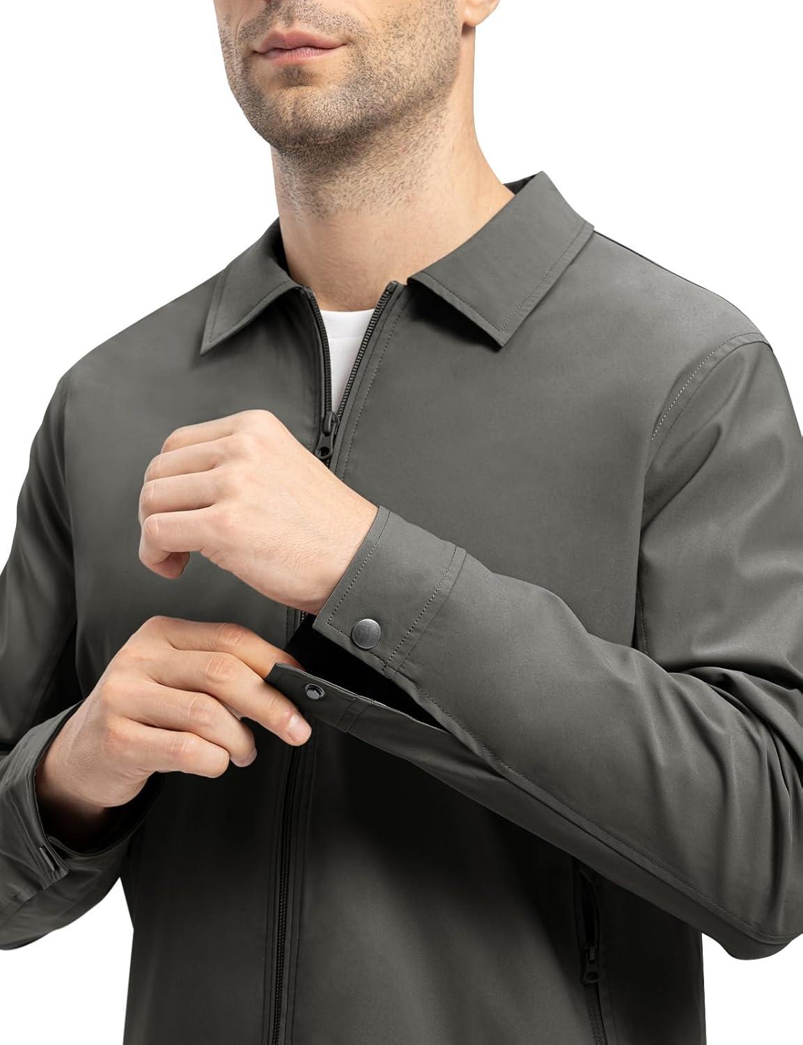 imageTBMPOY Mens Lightweight Jackets Casual Windbreaker Stylish Light Fall Spring Golf Work Dress BusinessDeep Gray