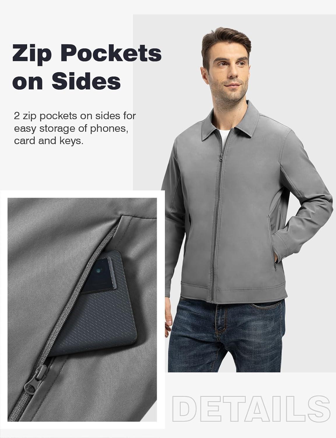 imageTBMPOY Mens Lightweight Jackets Casual Windbreaker Stylish Light Fall Spring Golf Work Dress BusinessGrey1