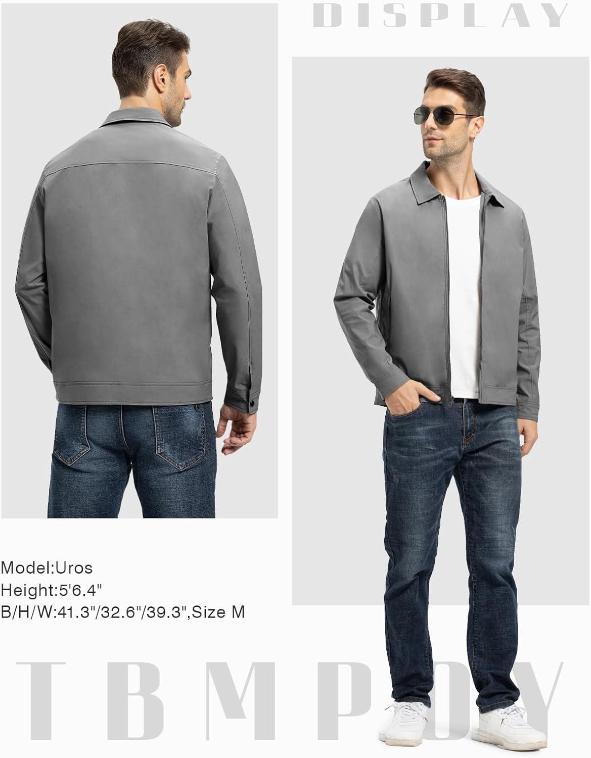 imageTBMPOY Mens Lightweight Jackets Casual Windbreaker Stylish Light Fall Spring Golf Work Dress BusinessGrey1