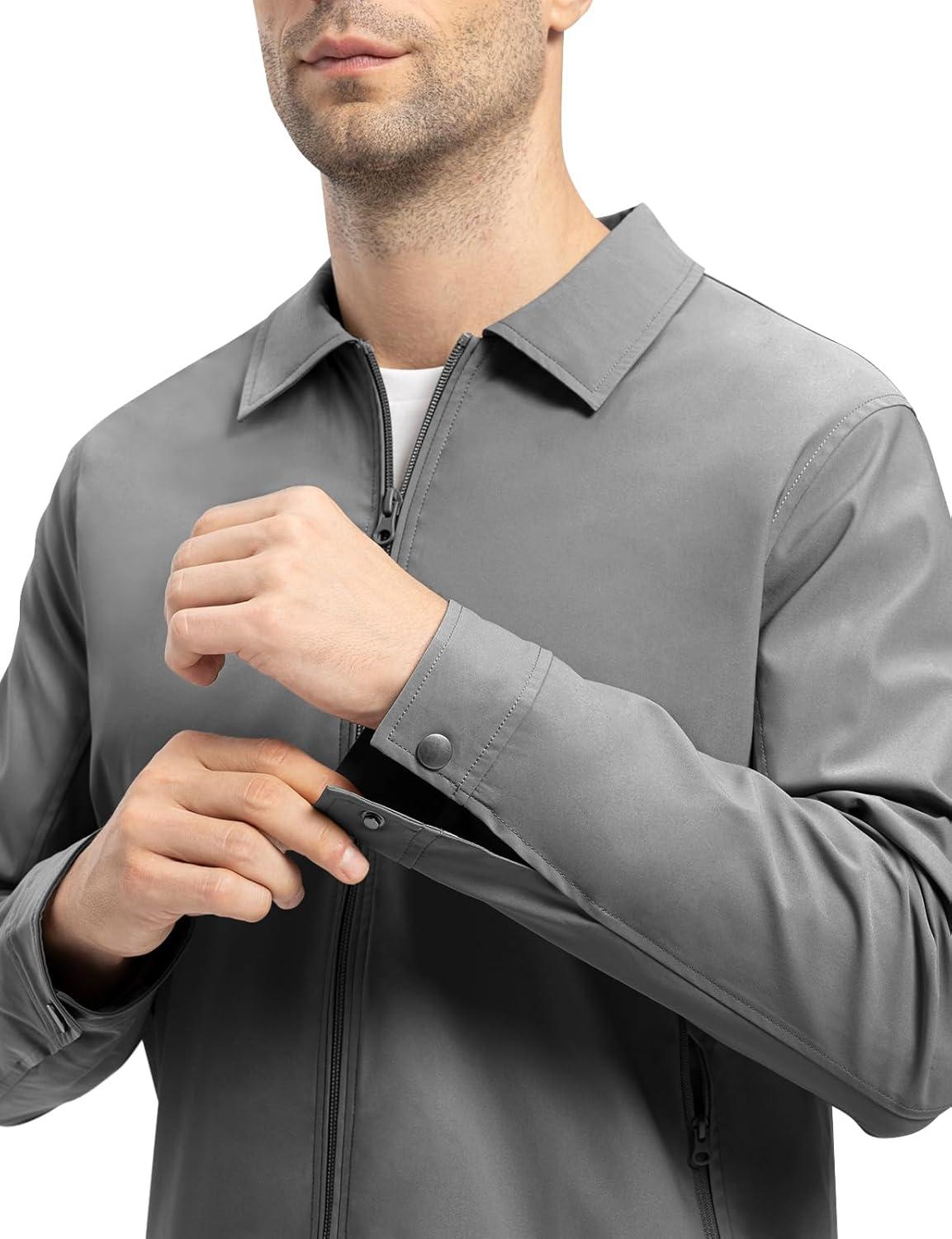 imageTBMPOY Mens Lightweight Jackets Casual Windbreaker Stylish Light Fall Spring Golf Work Dress BusinessGrey1