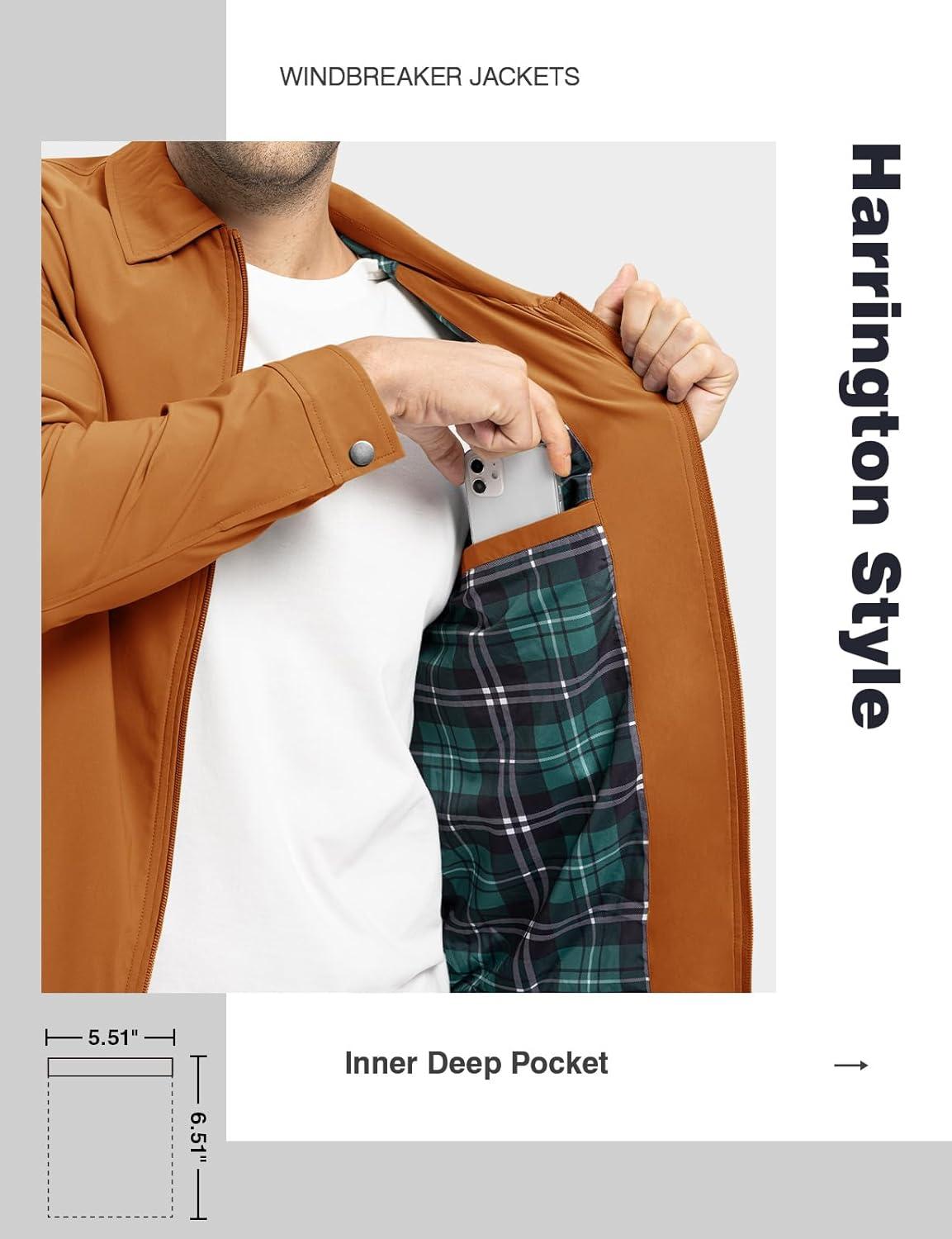 imageTBMPOY Mens Lightweight Jackets Casual Windbreaker Stylish Light Fall Spring Golf Work Dress BusinessLight Brown1