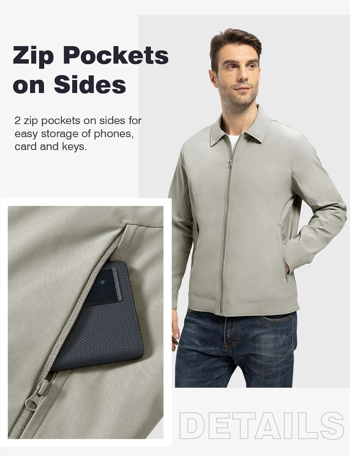 imageTBMPOY Mens Lightweight Jackets Casual Windbreaker Stylish Light Fall Spring Golf Work Dress BusinessLight Gray