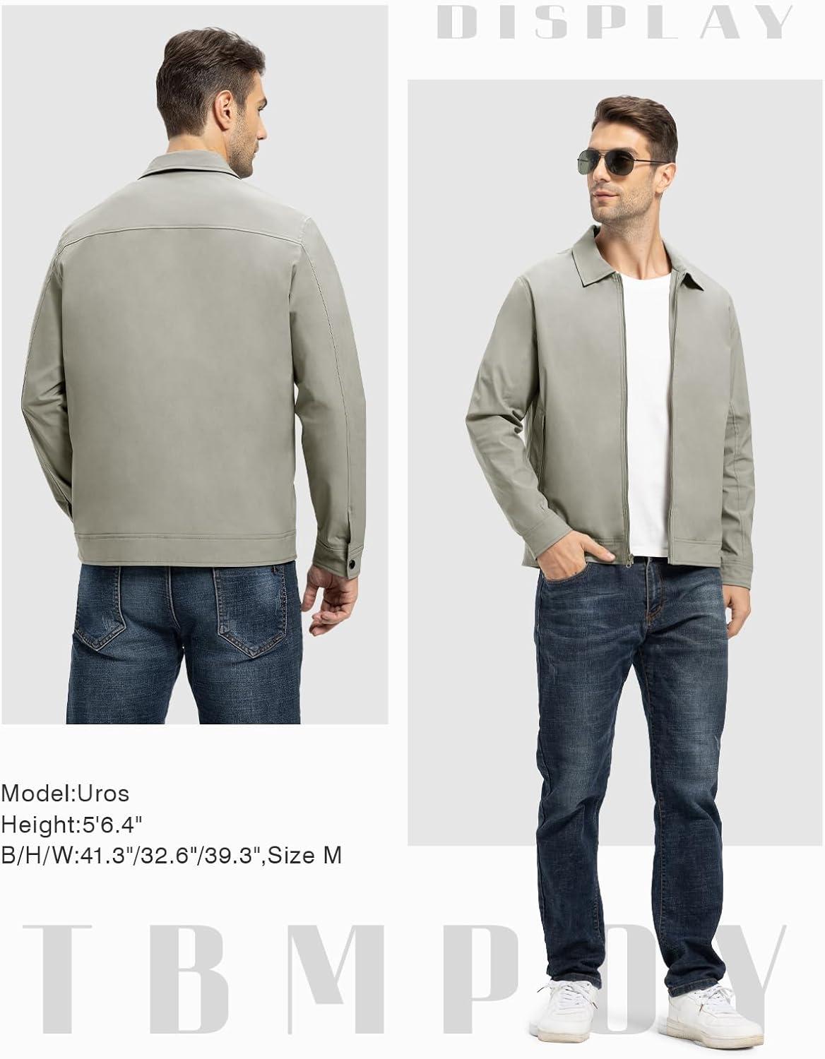 imageTBMPOY Mens Lightweight Jackets Casual Windbreaker Stylish Light Fall Spring Golf Work Dress BusinessLight Gray