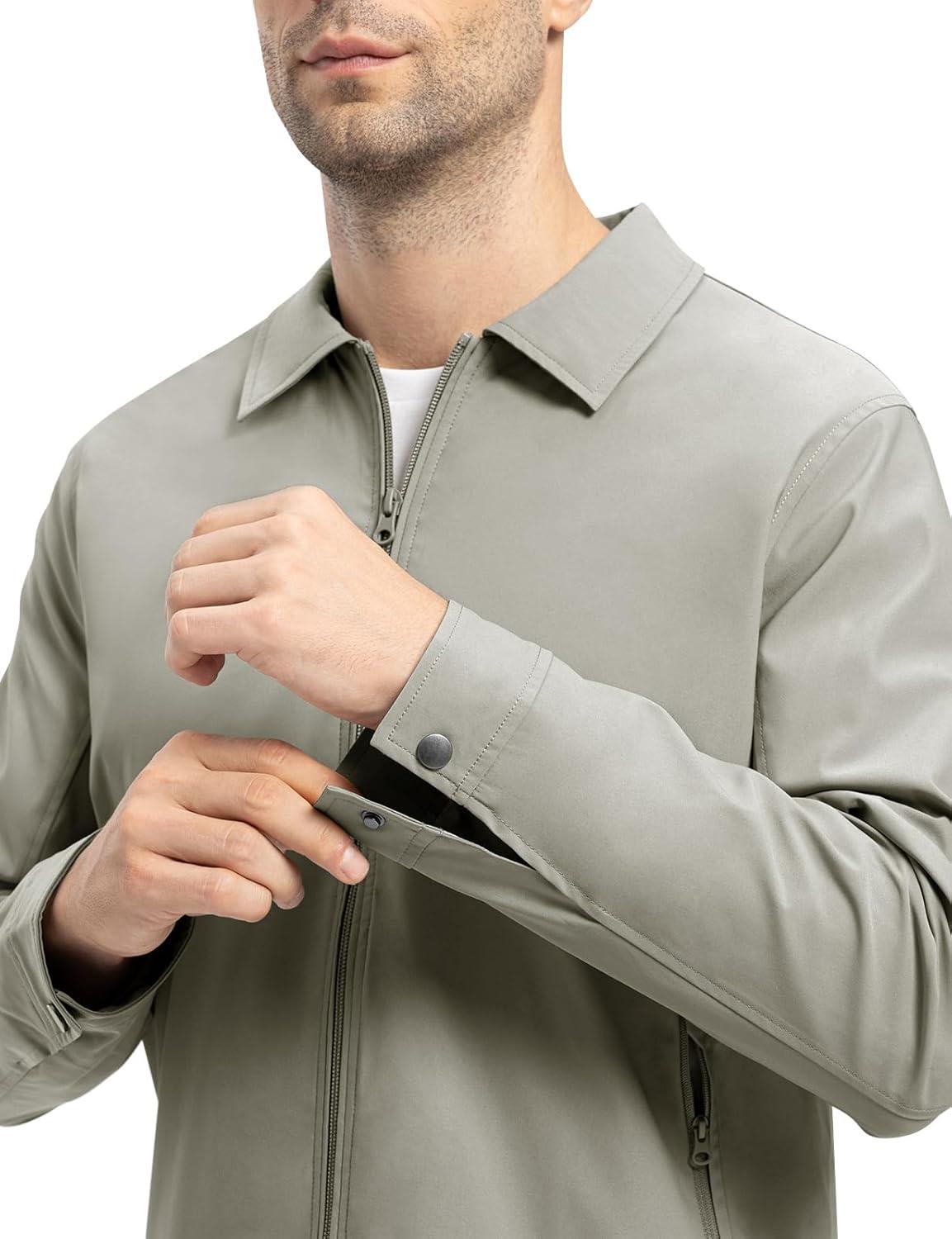 imageTBMPOY Mens Lightweight Jackets Casual Windbreaker Stylish Light Fall Spring Golf Work Dress BusinessLight Gray