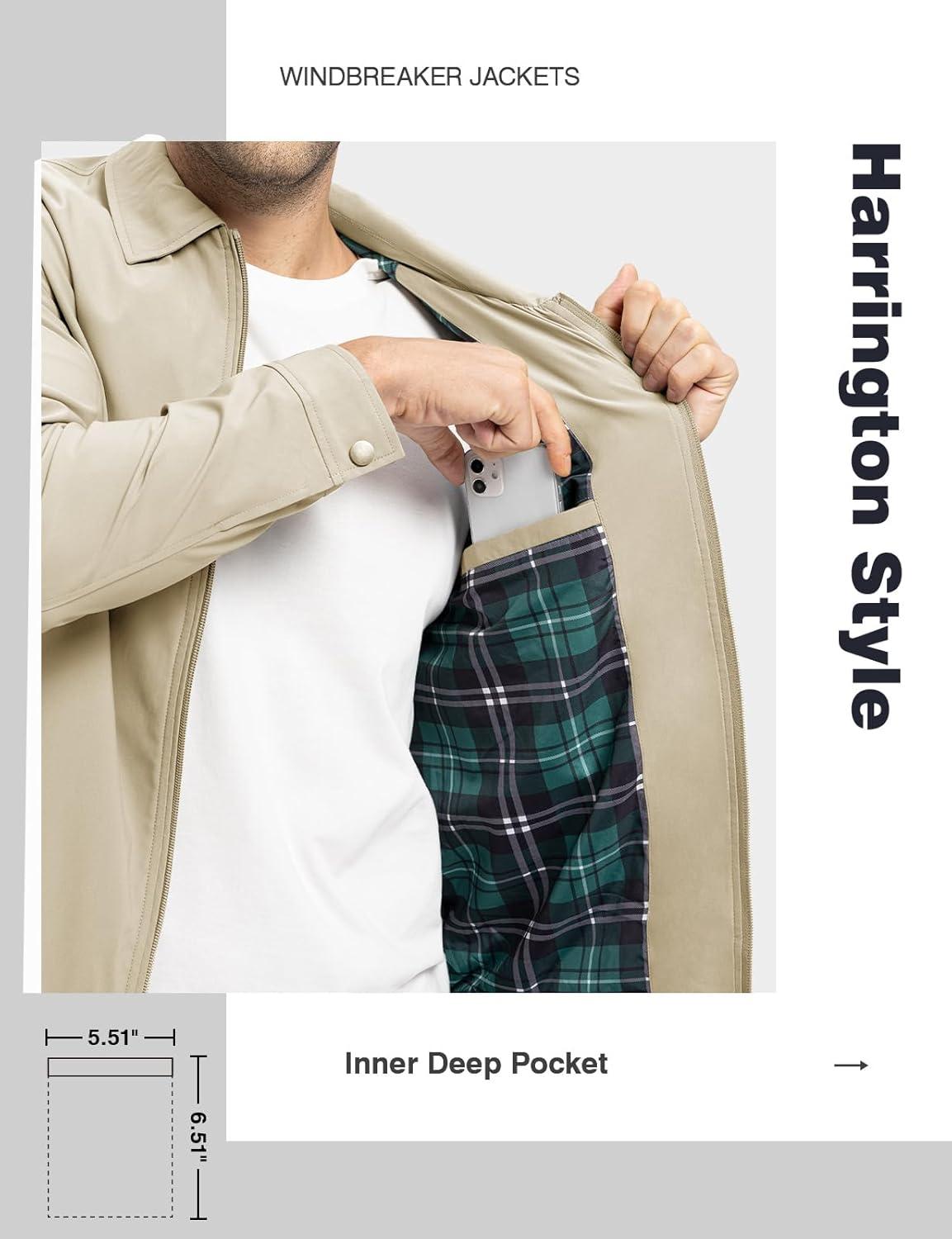 imageTBMPOY Mens Lightweight Jackets Casual Windbreaker Stylish Light Fall Spring Golf Work Dress BusinessLight Khaki