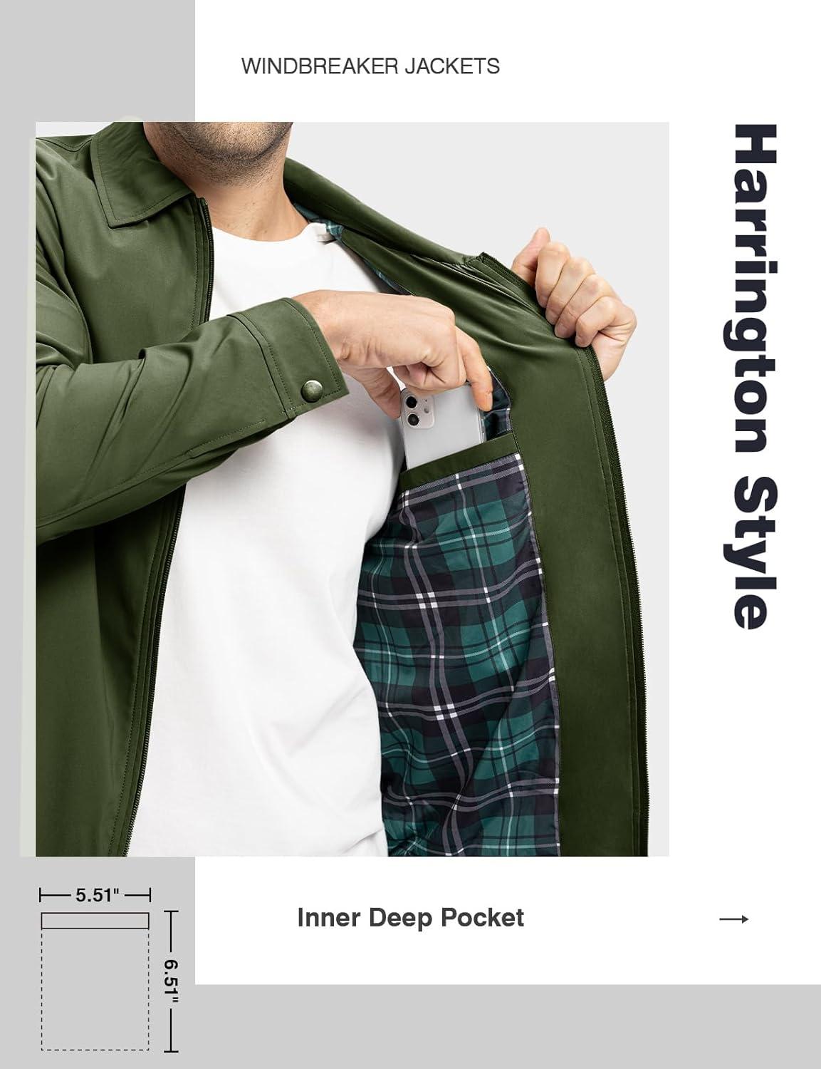 imageTBMPOY Mens Lightweight Jackets Casual Windbreaker Stylish Light Fall Spring Golf Work Dress BusinessPine Green