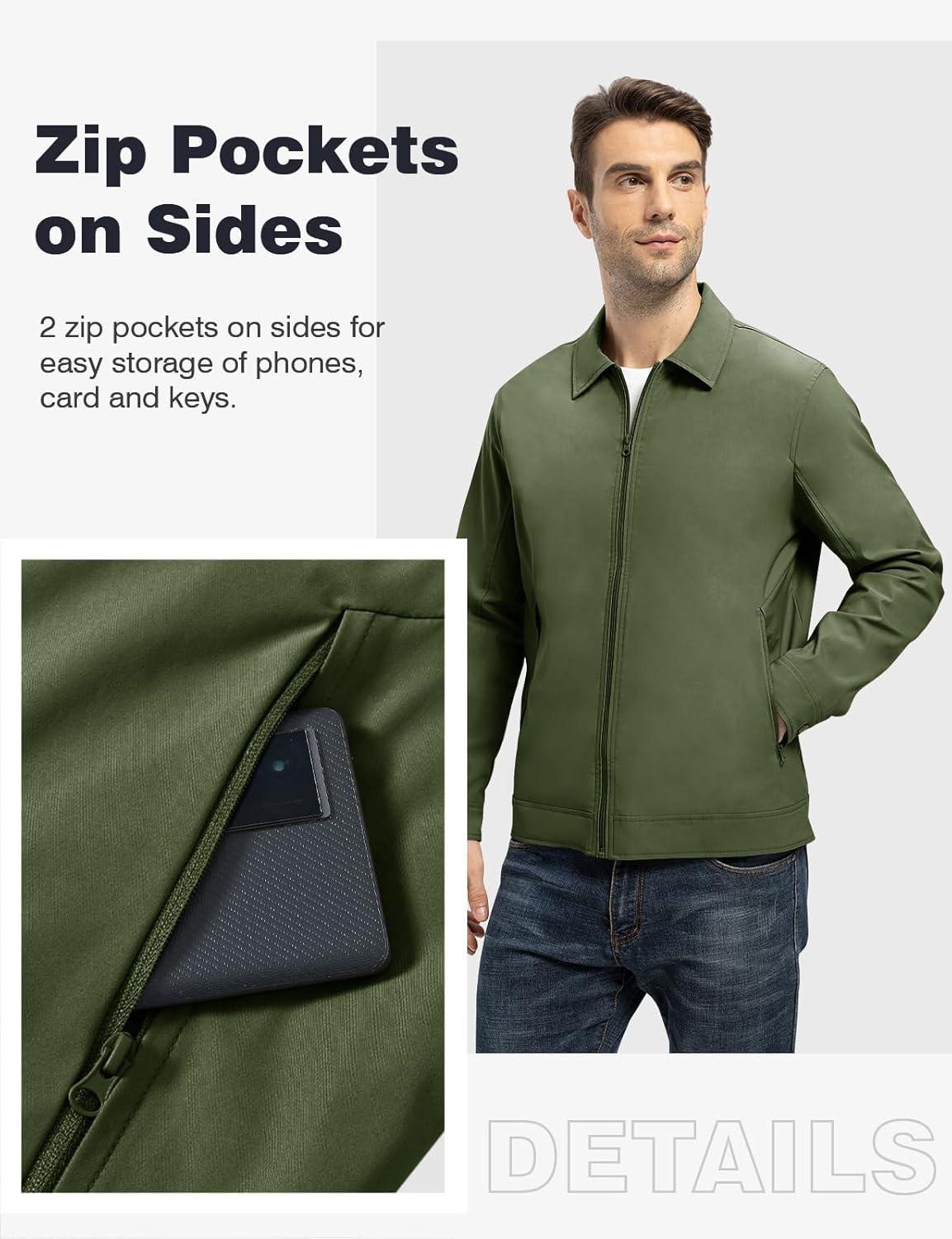 imageTBMPOY Mens Lightweight Jackets Casual Windbreaker Stylish Light Fall Spring Golf Work Dress BusinessPine Green