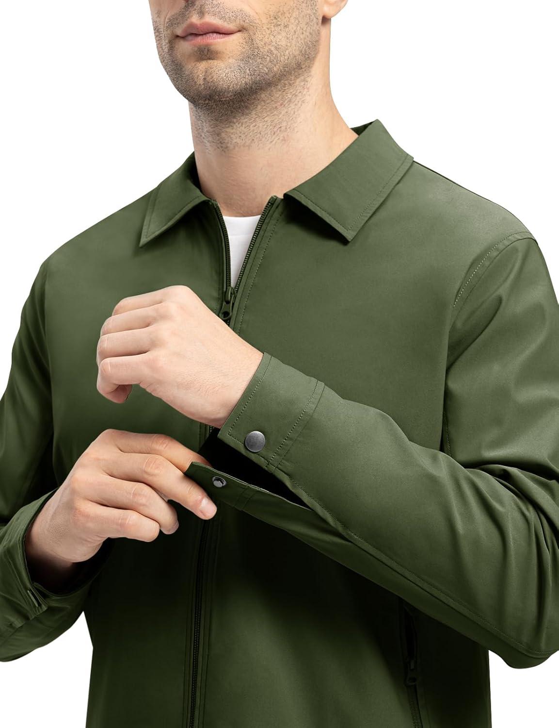 imageTBMPOY Mens Lightweight Jackets Casual Windbreaker Stylish Light Fall Spring Golf Work Dress BusinessPine Green