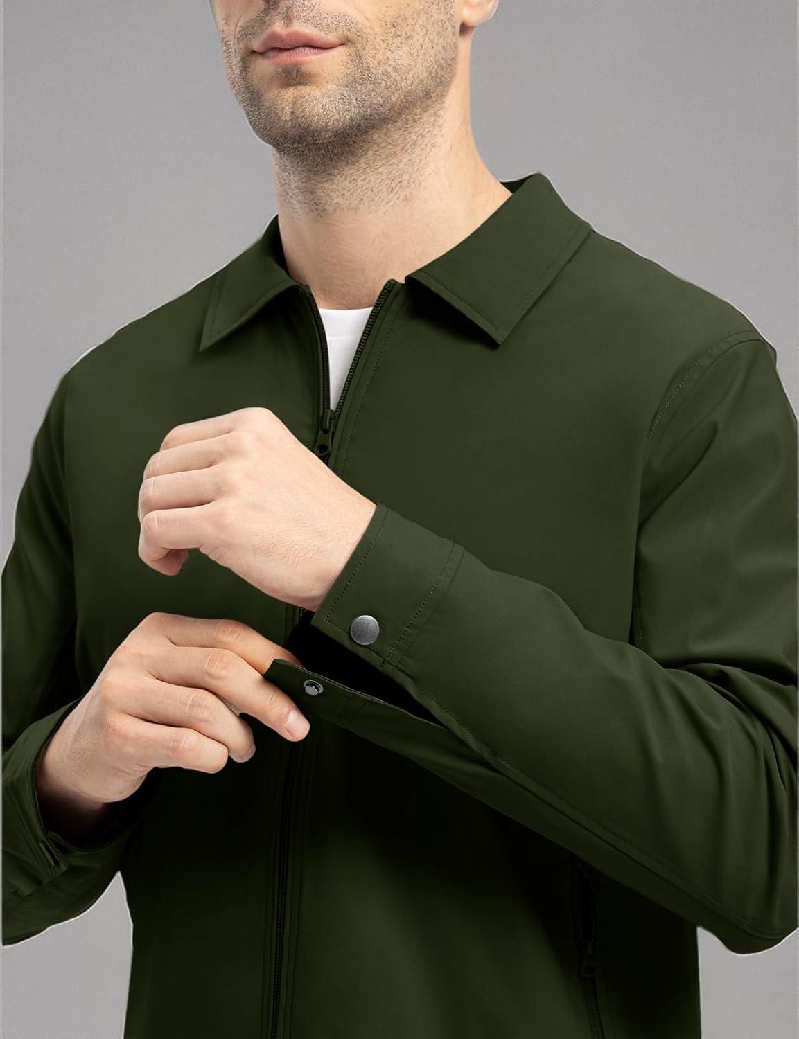 imageTBMPOY Mens Lightweight Jackets Casual Windbreaker Stylish Light Fall Spring Golf Work Dress BusinessPine Green