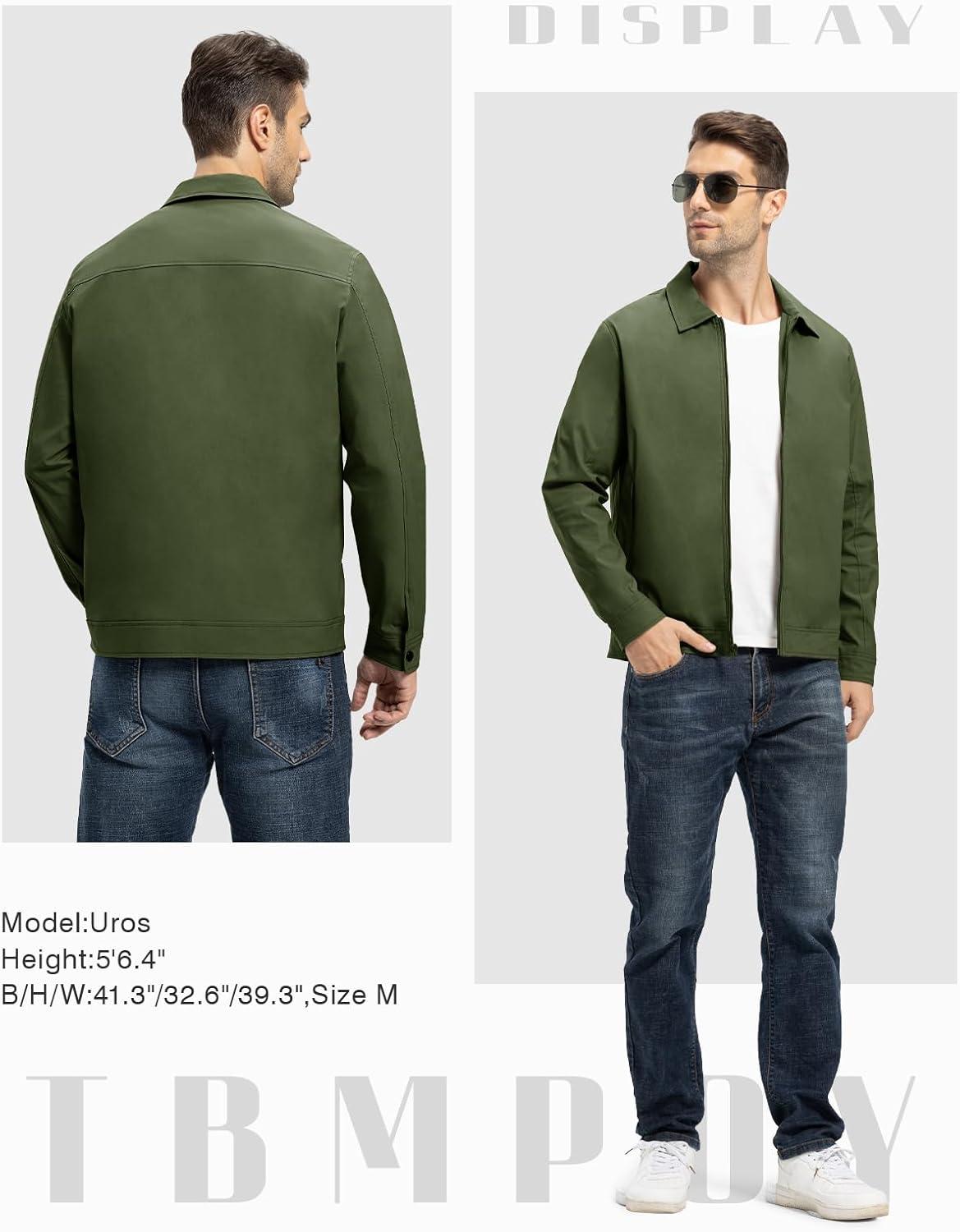 imageTBMPOY Mens Lightweight Jackets Casual Windbreaker Stylish Light Fall Spring Golf Work Dress BusinessPine Green