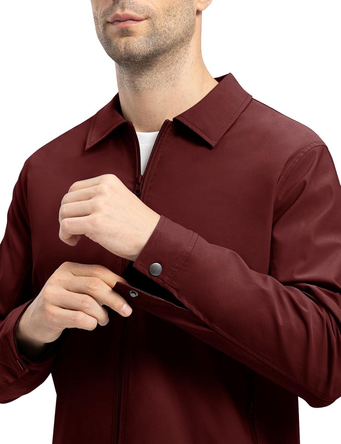 imageTBMPOY Mens Lightweight Jackets Casual Windbreaker Stylish Light Fall Spring Golf Work Dress BusinessRed