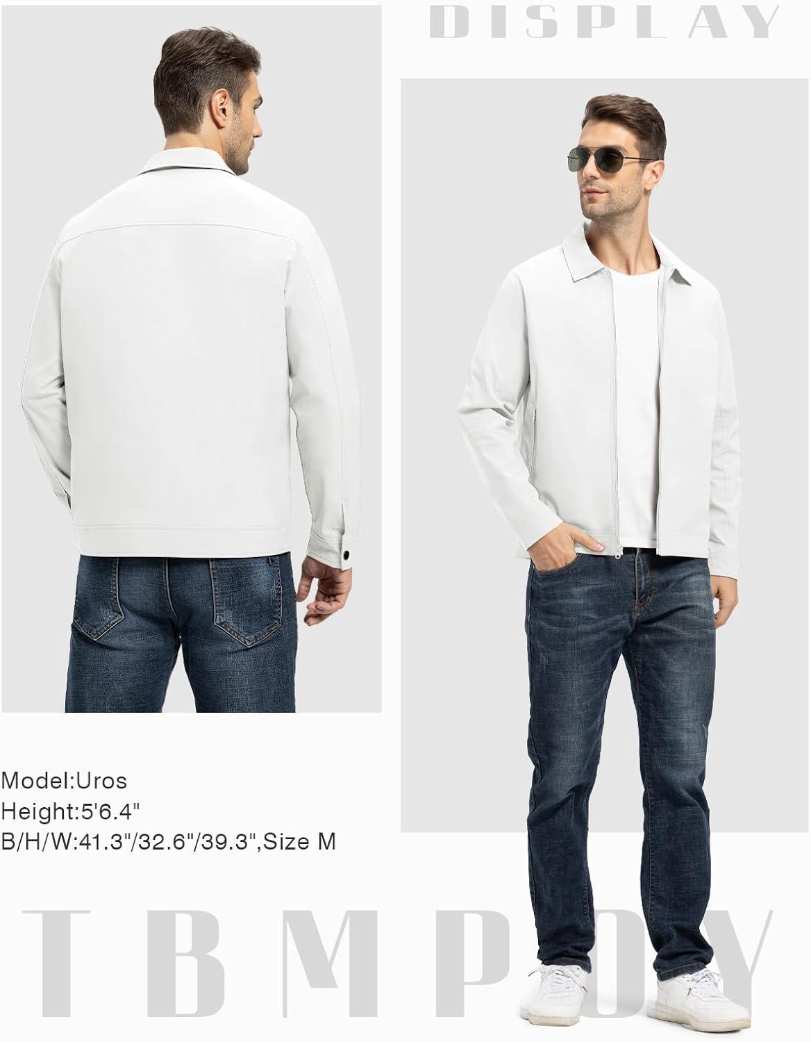 imageTBMPOY Mens Lightweight Jackets Casual Windbreaker Stylish Light Fall Spring Golf Work Dress BusinessWhite1