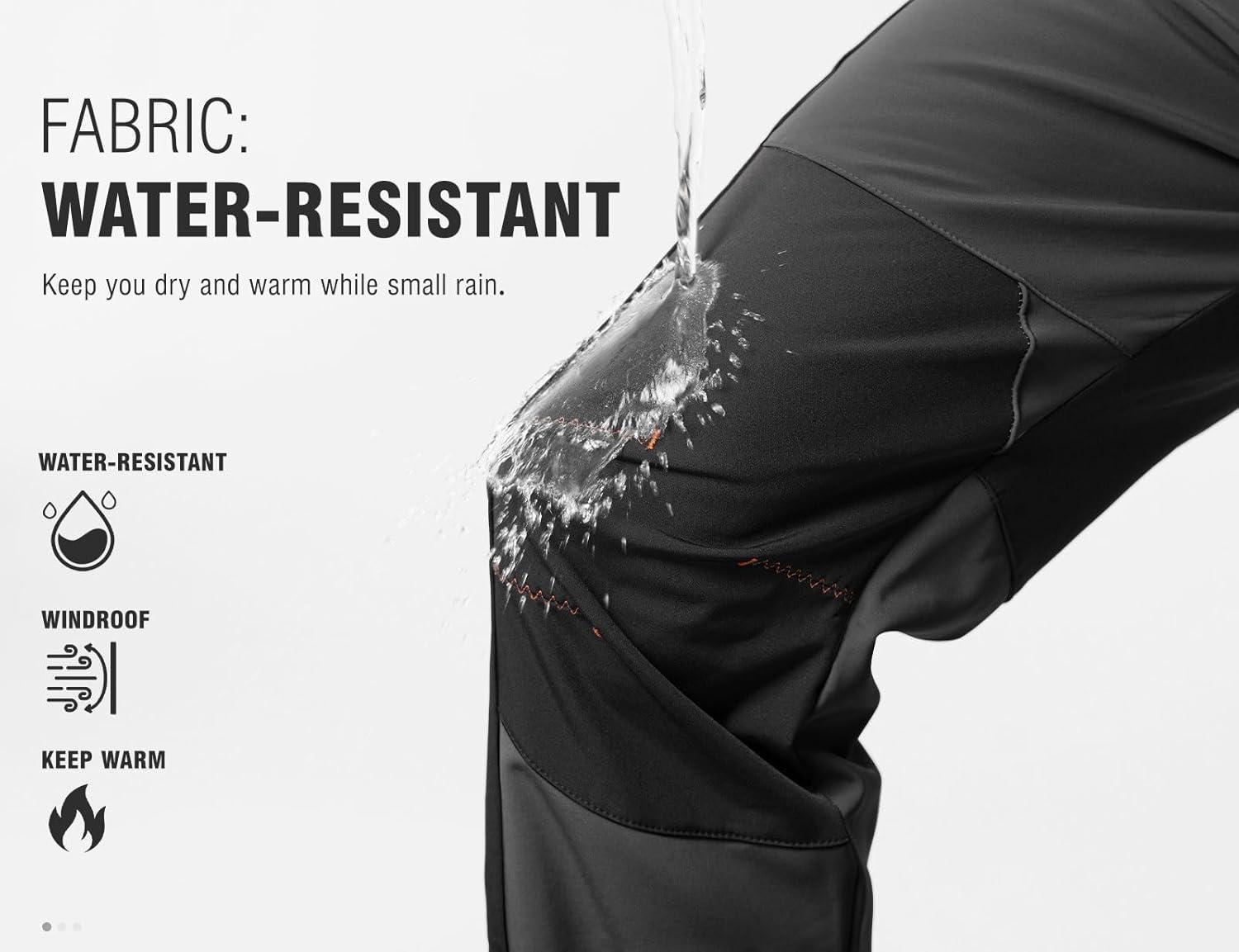 imageTBMPOY Mens Snow Ski Hiking Pants Waterproof Winter Fleece Lined Pants Camping Skiing Ice Fishing Pants with BeltA1thick Dark Grey