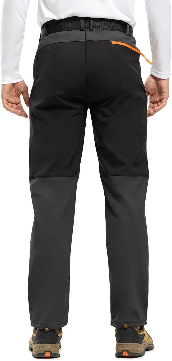 imageTBMPOY Mens Snow Ski Hiking Pants Waterproof Winter Fleece Lined Pants Camping Skiing Ice Fishing Pants with BeltA1thick Dark Grey