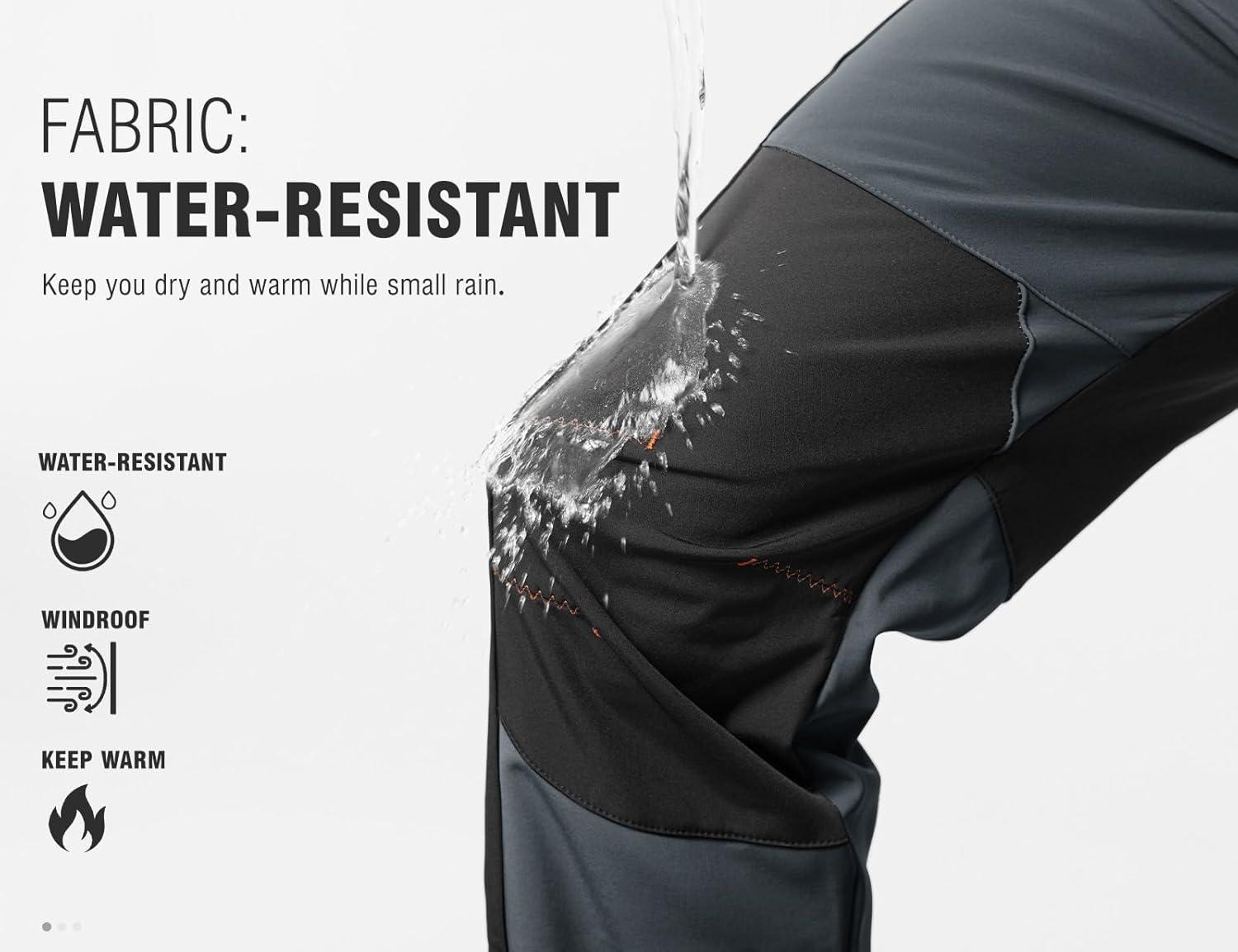imageTBMPOY Mens Snow Ski Hiking Pants Waterproof Winter Fleece Lined Pants Camping Skiing Ice Fishing Pants with BeltA1thick Grey