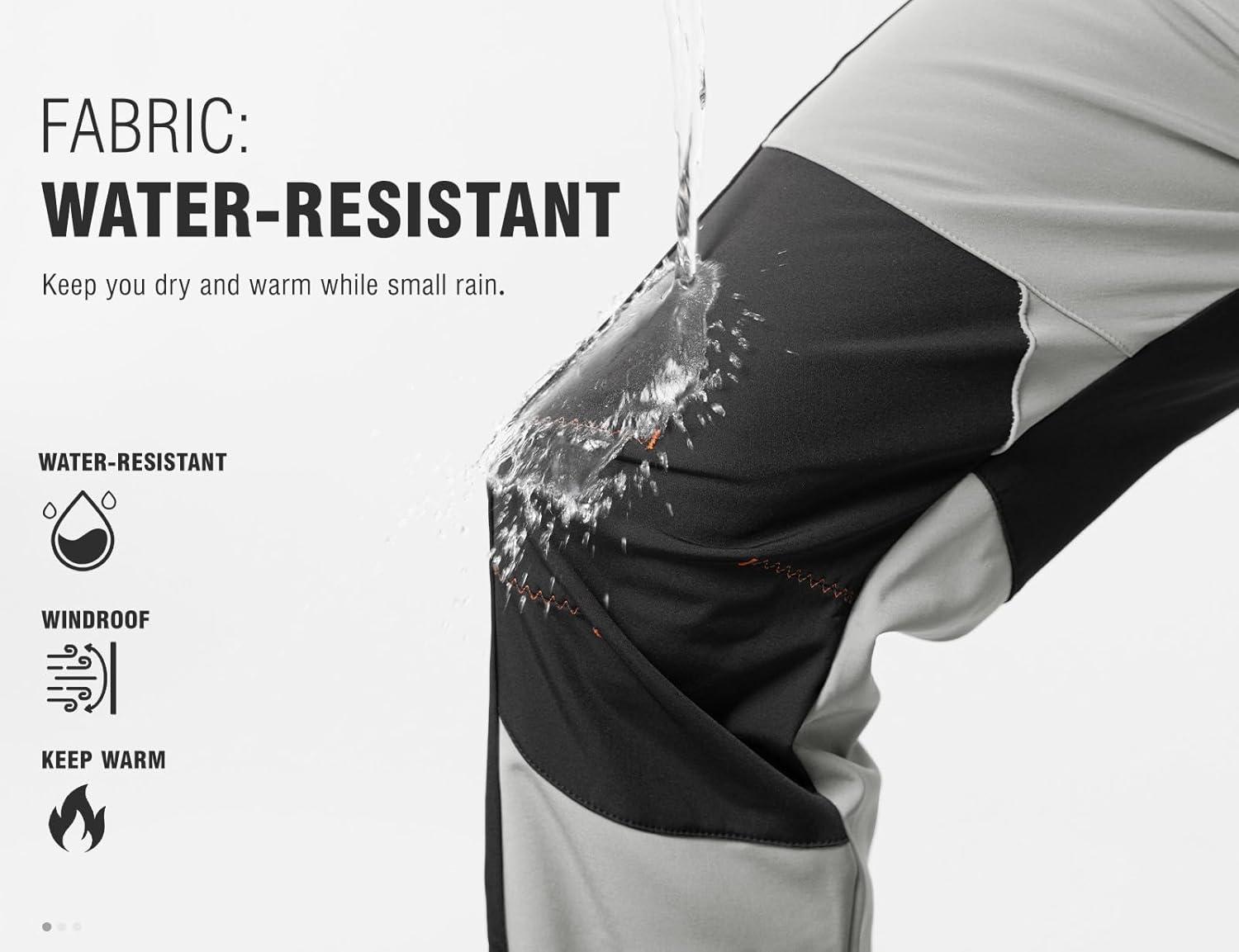 imageTBMPOY Mens Snow Ski Hiking Pants Waterproof Winter Fleece Lined Pants Camping Skiing Ice Fishing Pants with BeltA1thick Light Grey