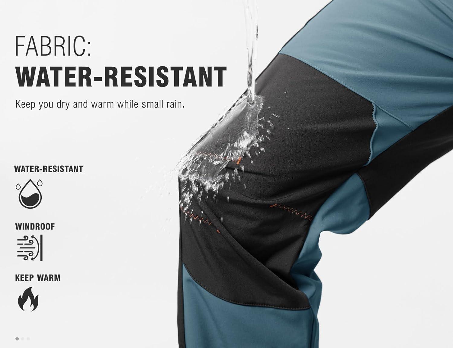 imageTBMPOY Mens Snow Ski Hiking Pants Waterproof Winter Fleece Lined Pants Camping Skiing Ice Fishing Pants with BeltA1thick Stone Blue