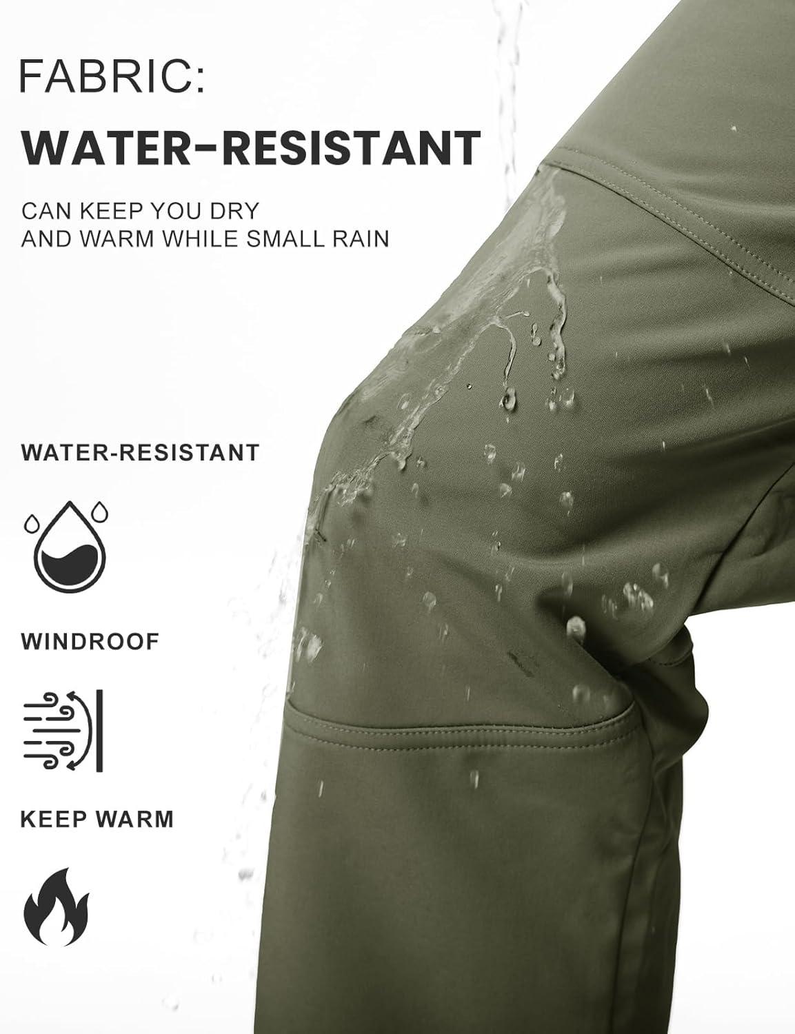 imageTBMPOY Mens Snow Ski Hiking Pants Waterproof Winter Fleece Lined Pants Camping Skiing Ice Fishing Pants with BeltA2thick Armygreen