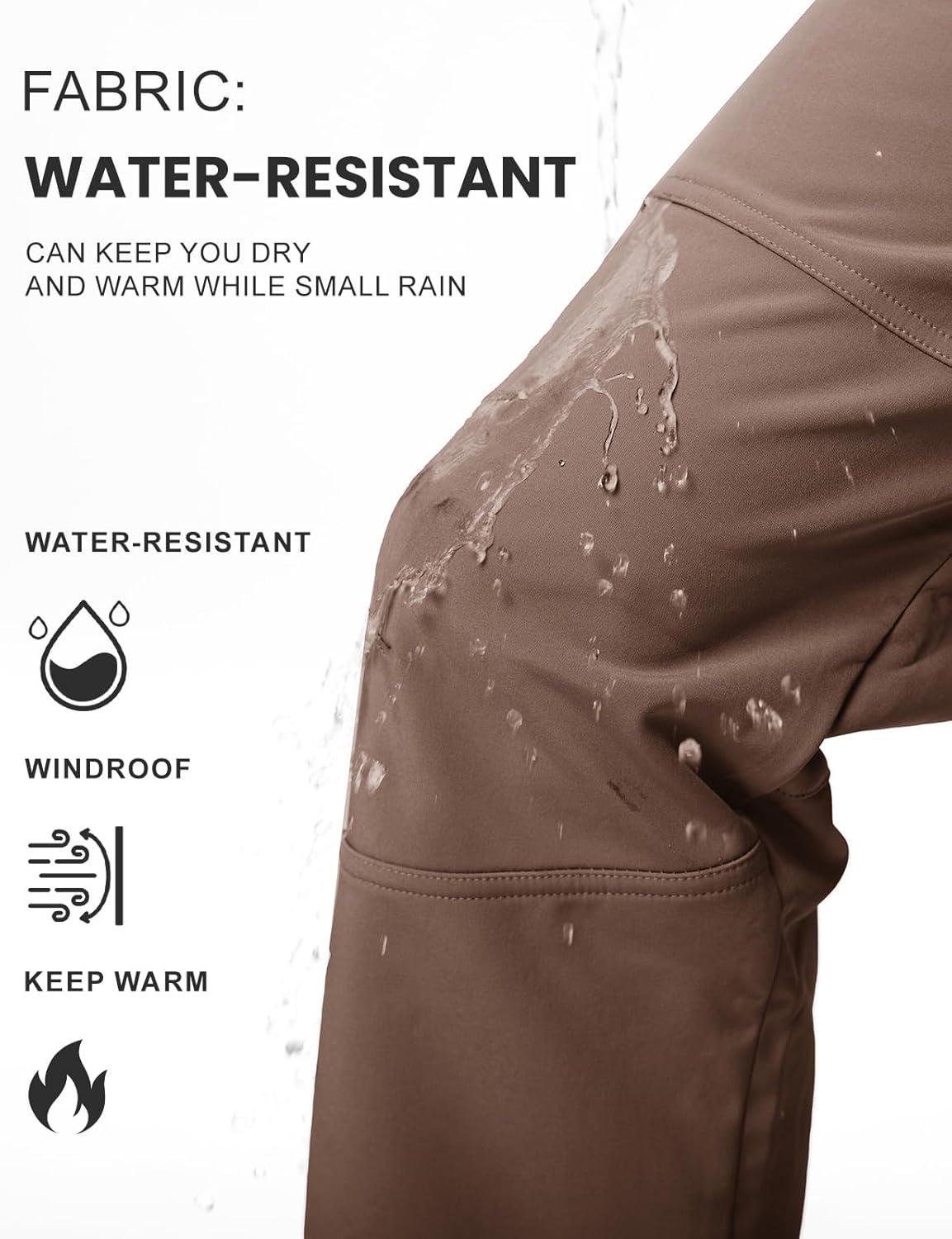 imageTBMPOY Mens Snow Ski Hiking Pants Waterproof Winter Fleece Lined Pants Camping Skiing Ice Fishing Pants with BeltA2thick Brown