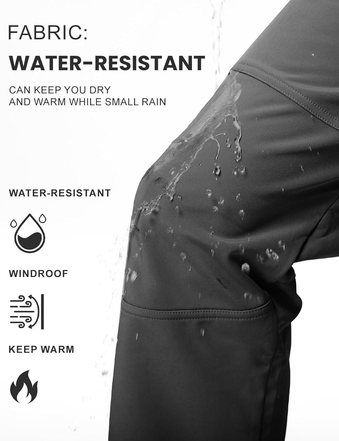 imageTBMPOY Mens Snow Ski Hiking Pants Waterproof Winter Fleece Lined Pants Camping Skiing Ice Fishing Pants with BeltA2thick Dark Grey