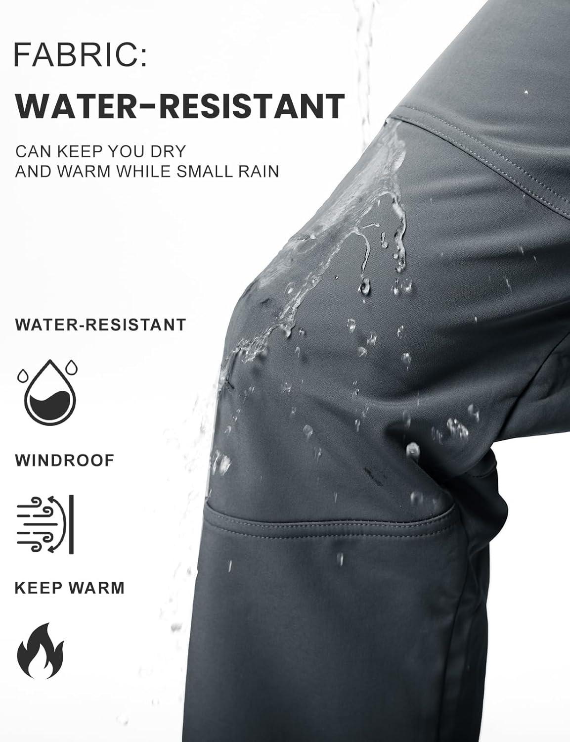 imageTBMPOY Mens Snow Ski Hiking Pants Waterproof Winter Fleece Lined Pants Camping Skiing Ice Fishing Pants with BeltA2thick Grey