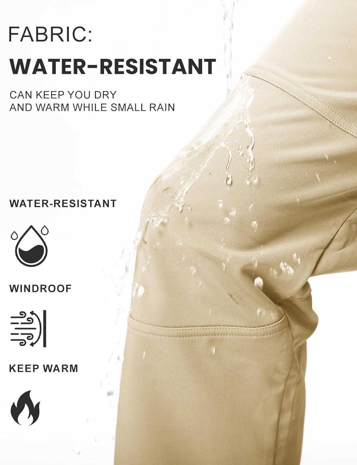 imageTBMPOY Mens Snow Ski Hiking Pants Waterproof Winter Fleece Lined Pants Camping Skiing Ice Fishing Pants with BeltA2thick Light Khaki