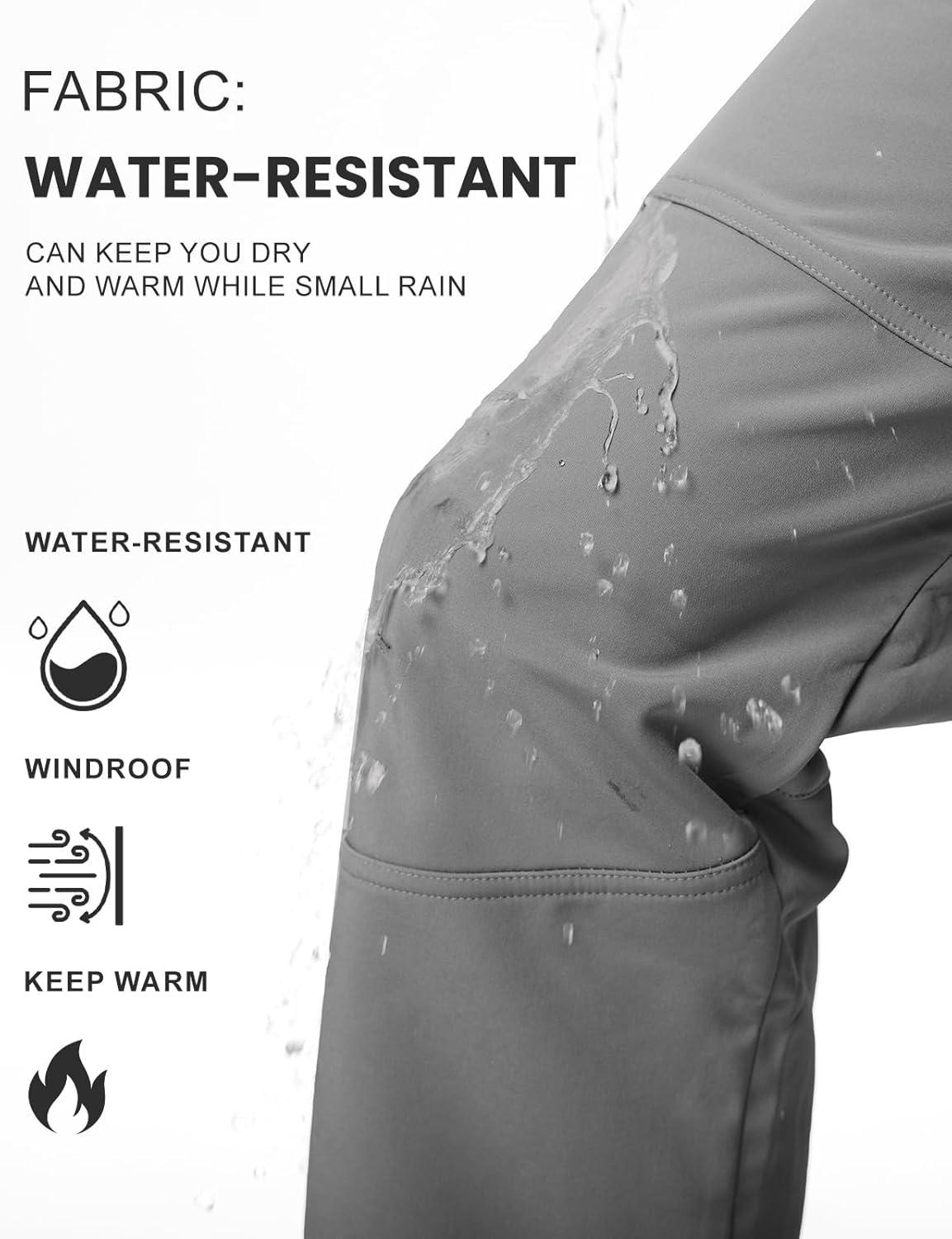 imageTBMPOY Mens Snow Ski Hiking Pants Waterproof Winter Fleece Lined Pants Camping Skiing Ice Fishing Pants with BeltA2thick Steel Grey
