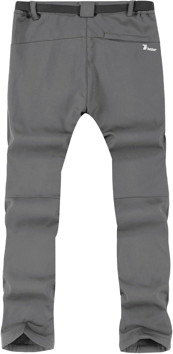 imageTBMPOY Mens Snow Ski Hiking Pants Waterproof Winter Fleece Lined Pants Camping Skiing Ice Fishing Pants with BeltA2thick Steel Grey