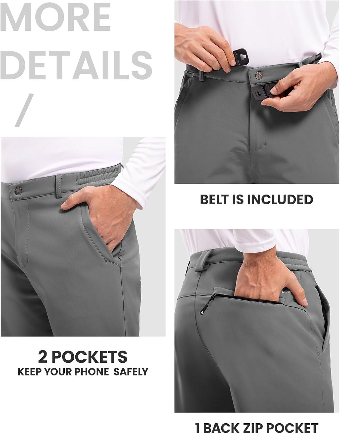 imageTBMPOY Mens Snow Ski Hiking Pants Waterproof Winter Fleece Lined Pants Camping Skiing Ice Fishing Pants with BeltA2thick Steel Grey