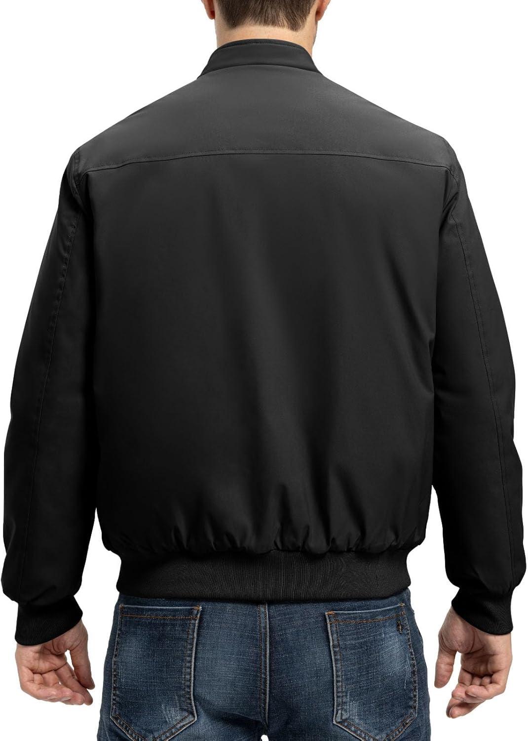imageTBMPOY Mens Winter Lightweight Bomber Jackets Water Resistant Fall Casual Windbreakers Quilted Full Zip Windproof Work CoatsBlack