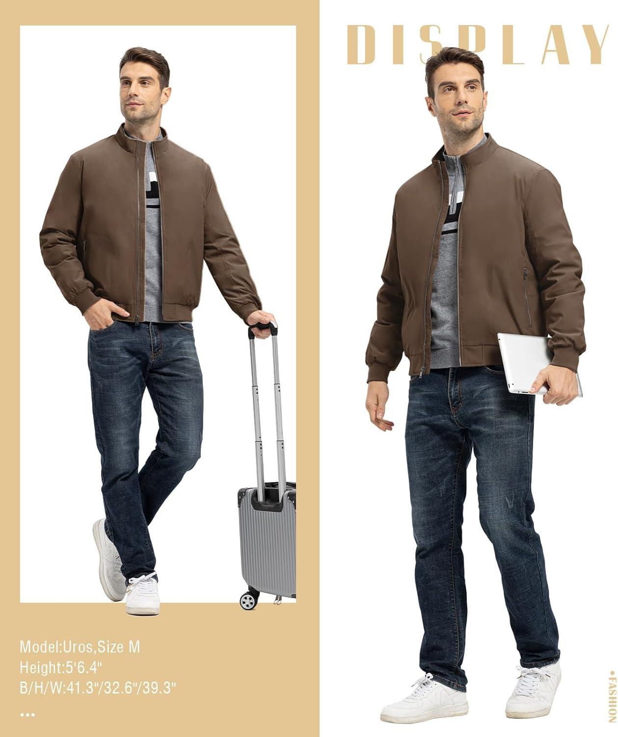 imageTBMPOY Mens Winter Lightweight Bomber Jackets Water Resistant Fall Casual Windbreakers Quilted Full Zip Windproof Work CoatsDark Coffee