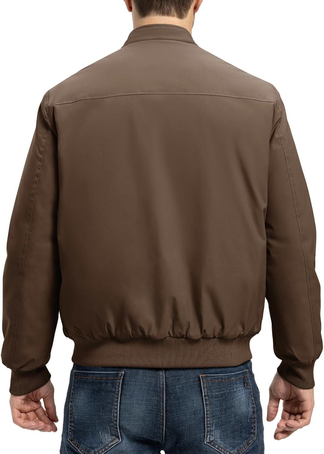imageTBMPOY Mens Winter Lightweight Bomber Jackets Water Resistant Fall Casual Windbreakers Quilted Full Zip Windproof Work CoatsDark Coffee