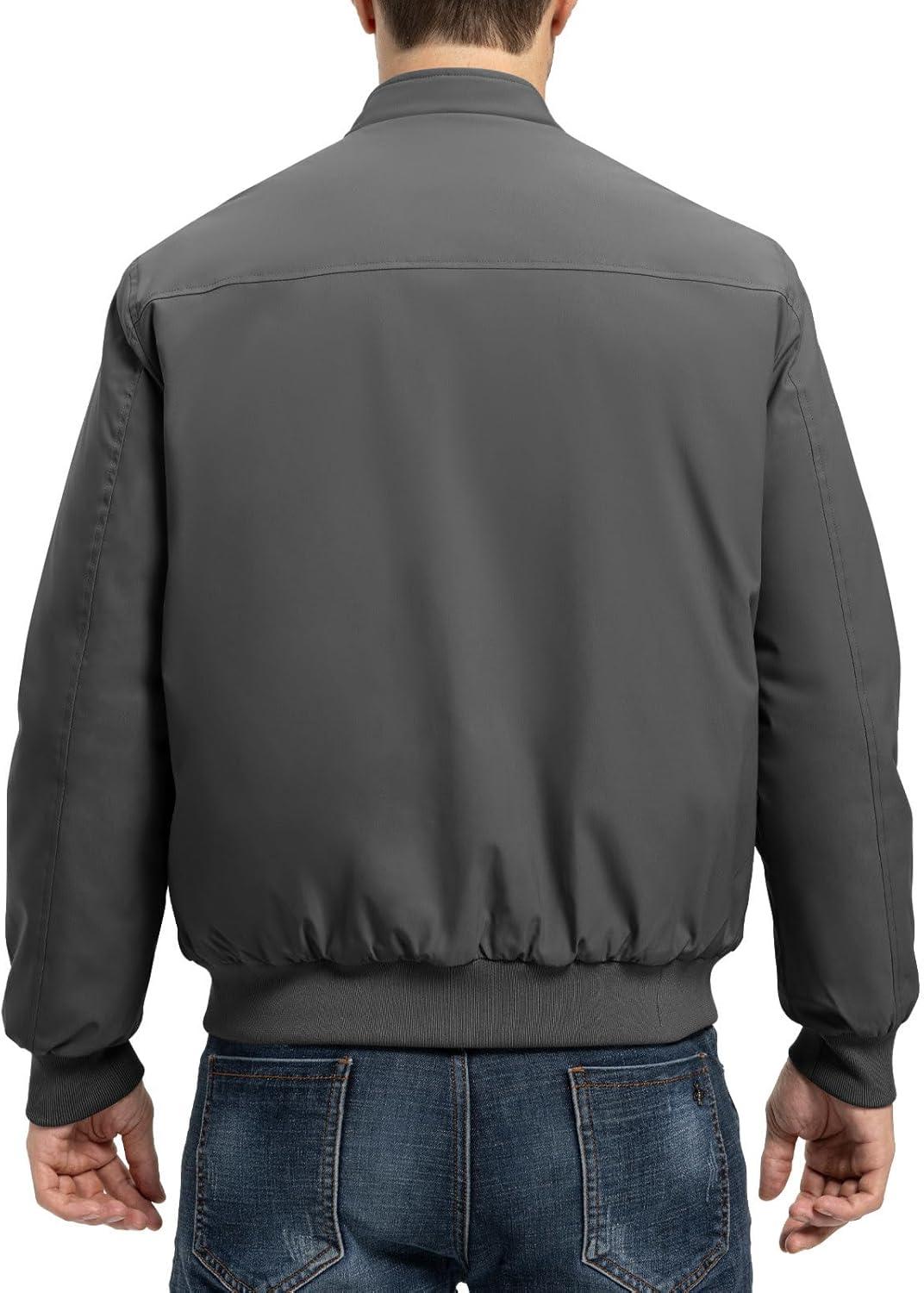 imageTBMPOY Mens Winter Lightweight Bomber Jackets Water Resistant Fall Casual Windbreakers Quilted Full Zip Windproof Work CoatsDark Grey