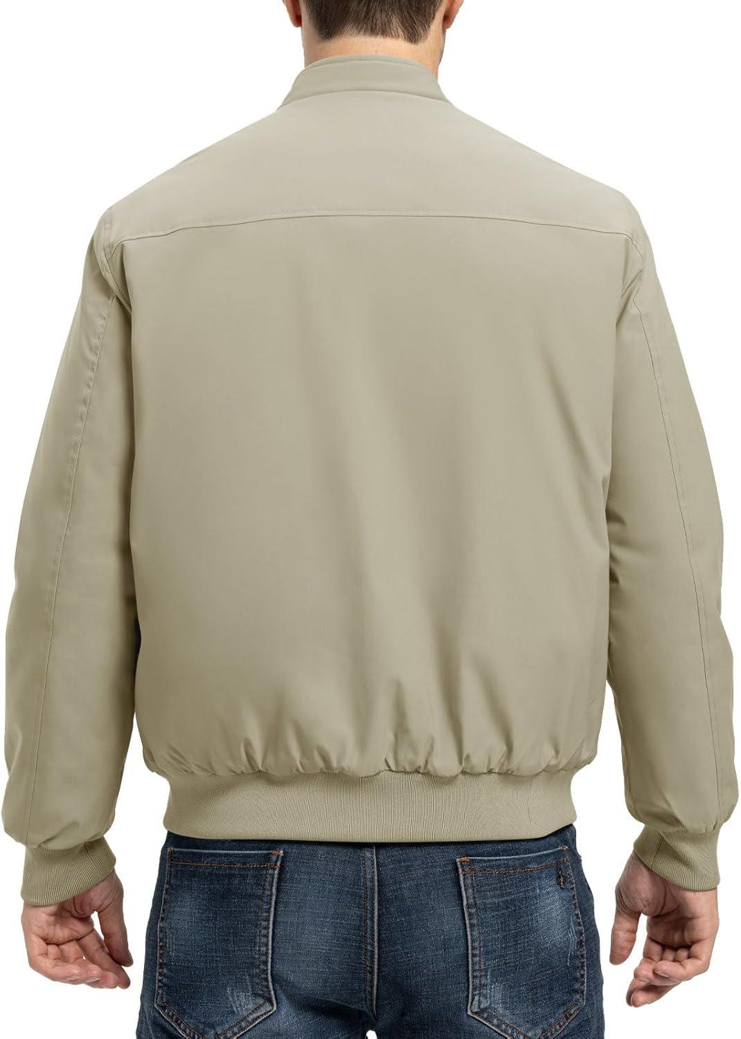 imageTBMPOY Mens Winter Lightweight Bomber Jackets Water Resistant Fall Casual Windbreakers Quilted Full Zip Windproof Work CoatsKhaki