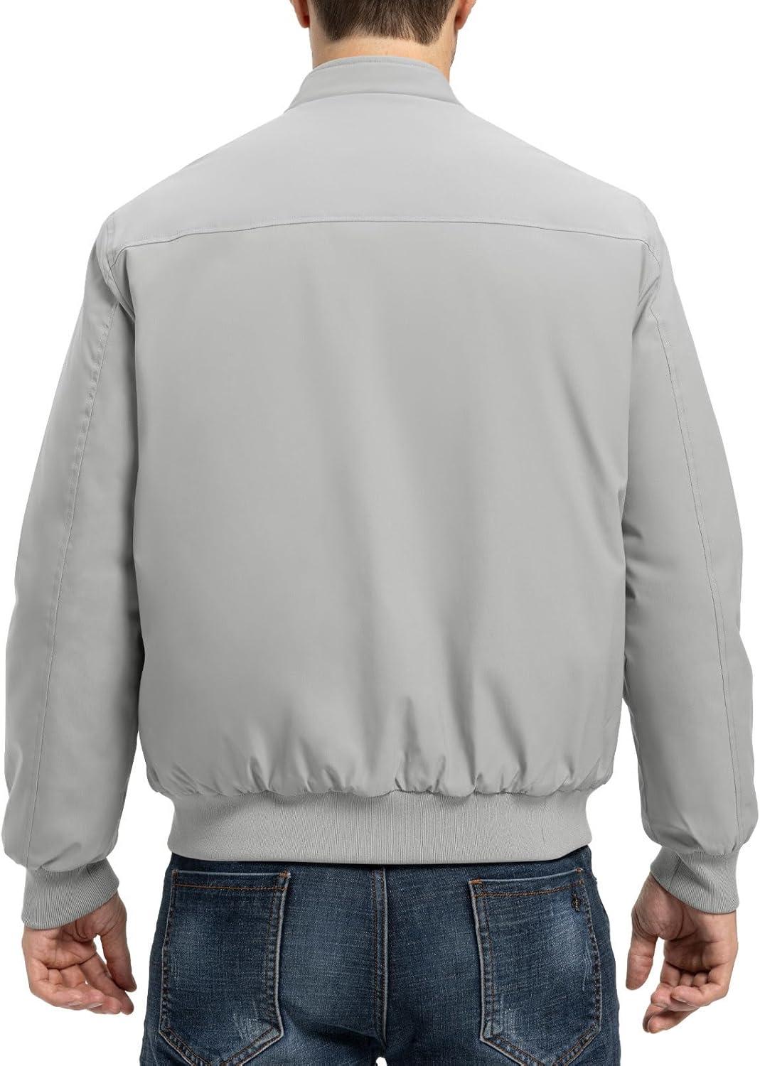 imageTBMPOY Mens Winter Lightweight Bomber Jackets Water Resistant Fall Casual Windbreakers Quilted Full Zip Windproof Work CoatsLight Grey