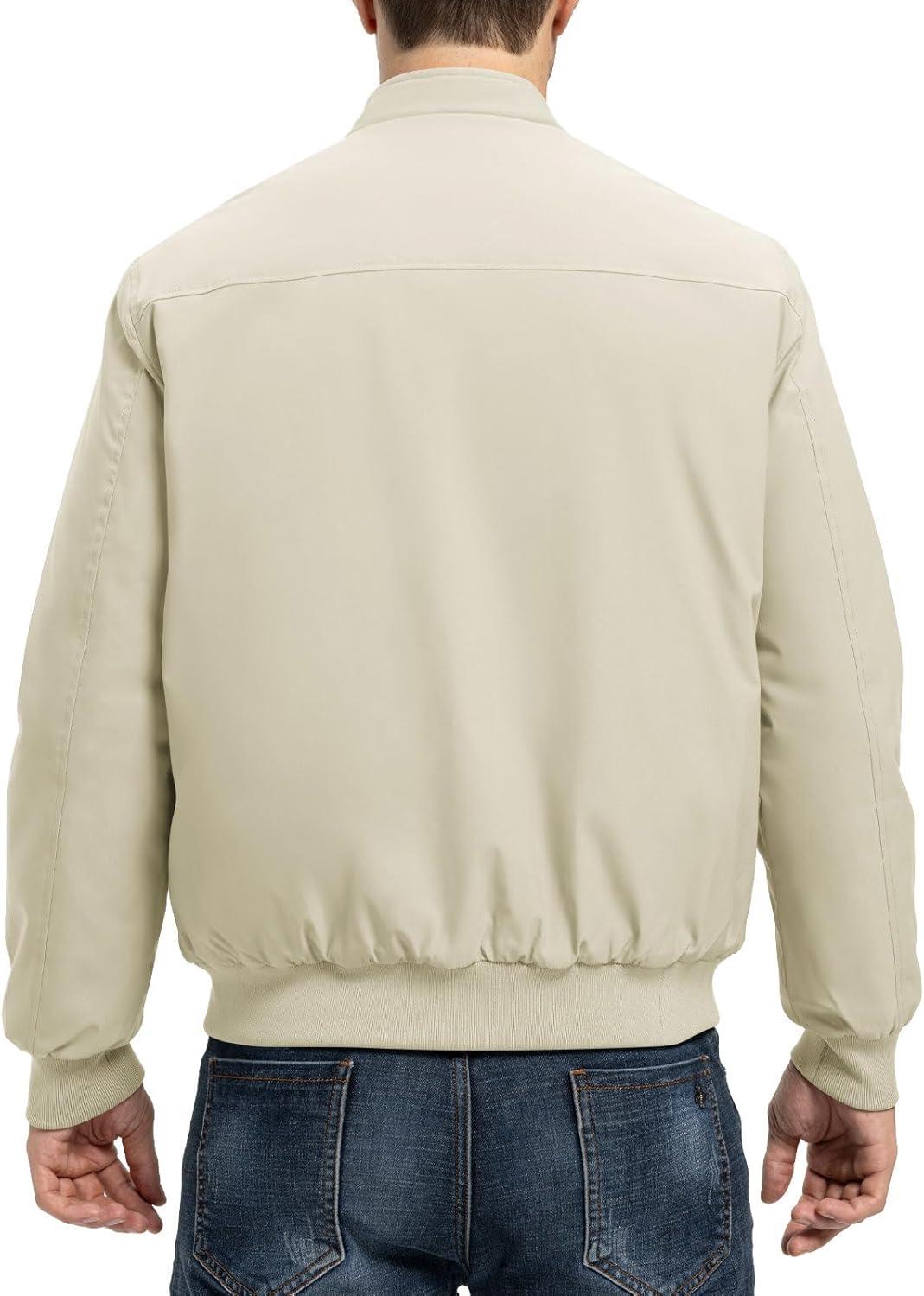 imageTBMPOY Mens Winter Lightweight Bomber Jackets Water Resistant Fall Casual Windbreakers Quilted Full Zip Windproof Work CoatsLight Khaki