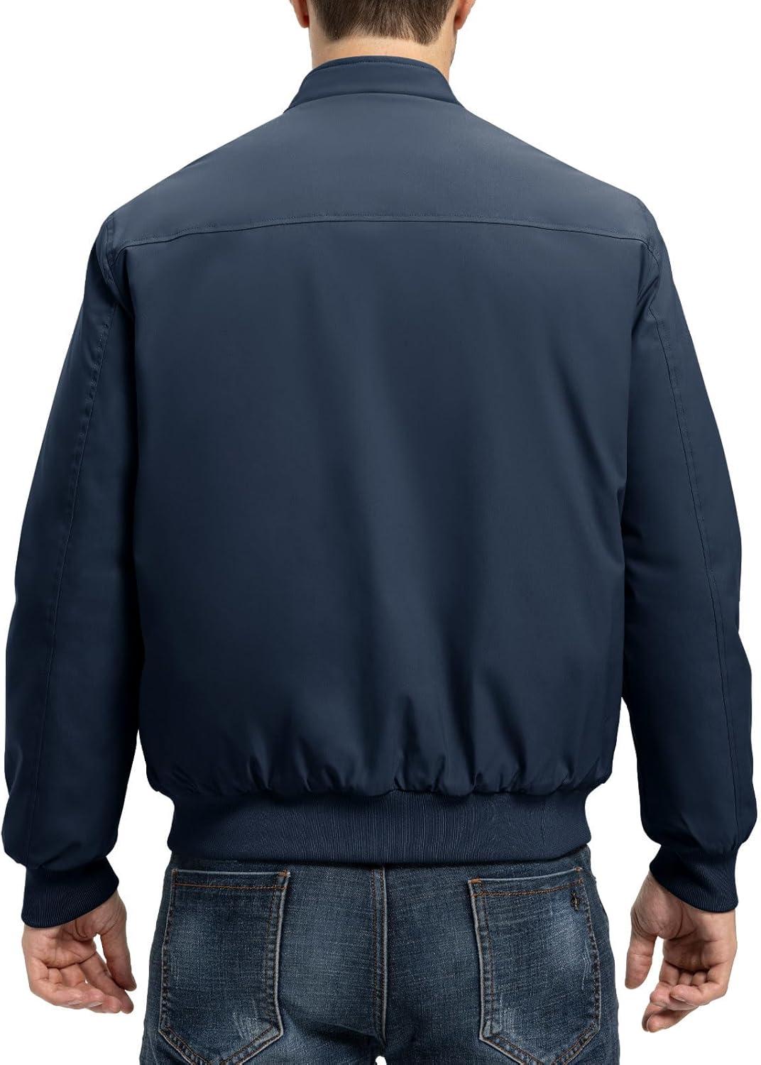 imageTBMPOY Mens Winter Lightweight Bomber Jackets Water Resistant Fall Casual Windbreakers Quilted Full Zip Windproof Work CoatsNavy