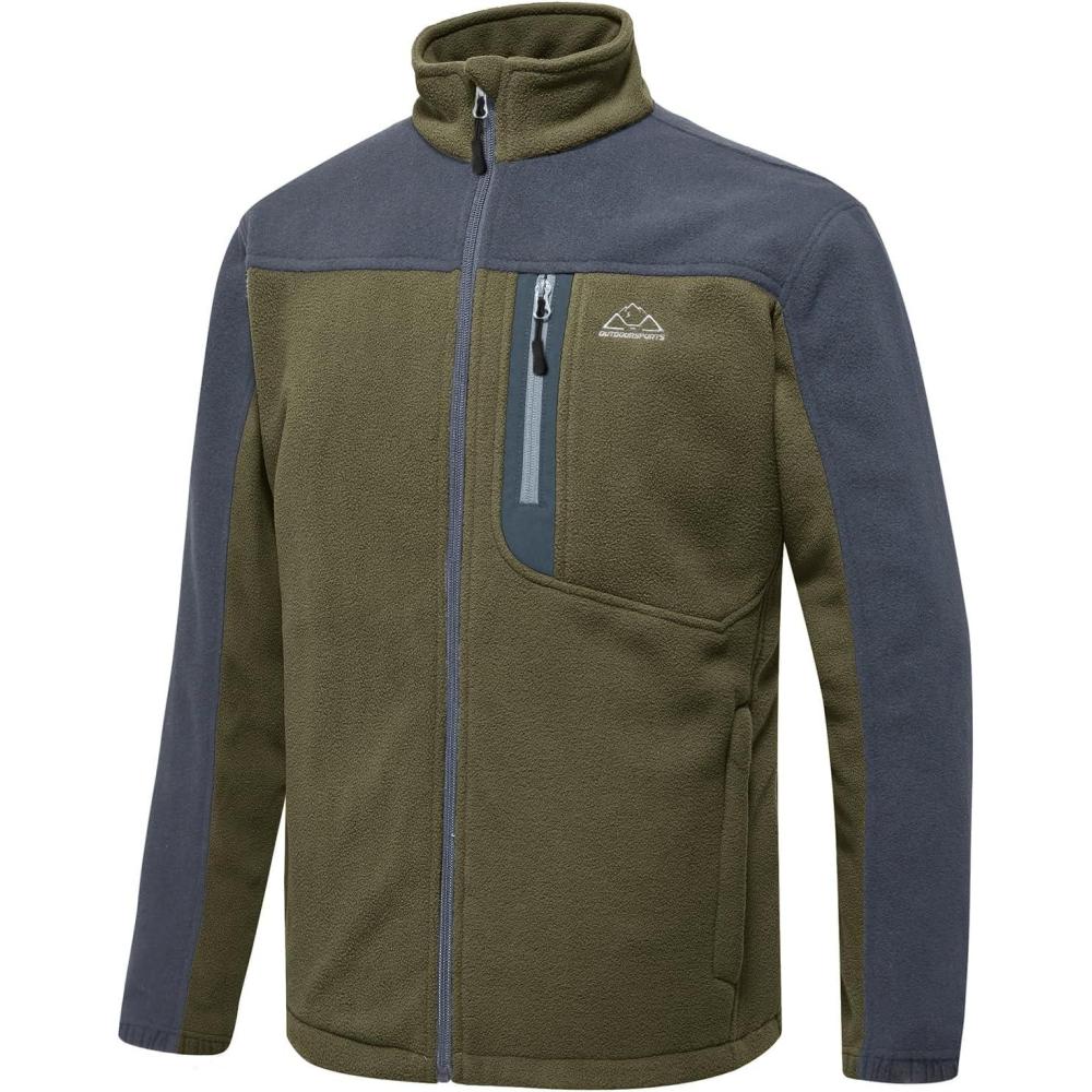 imageTBMPOY Mens Fleece Jackets Lightweight FullZip Fall Jacket Warm Winter Coats Outdoor Hiking with PocketsA2army GreenGray