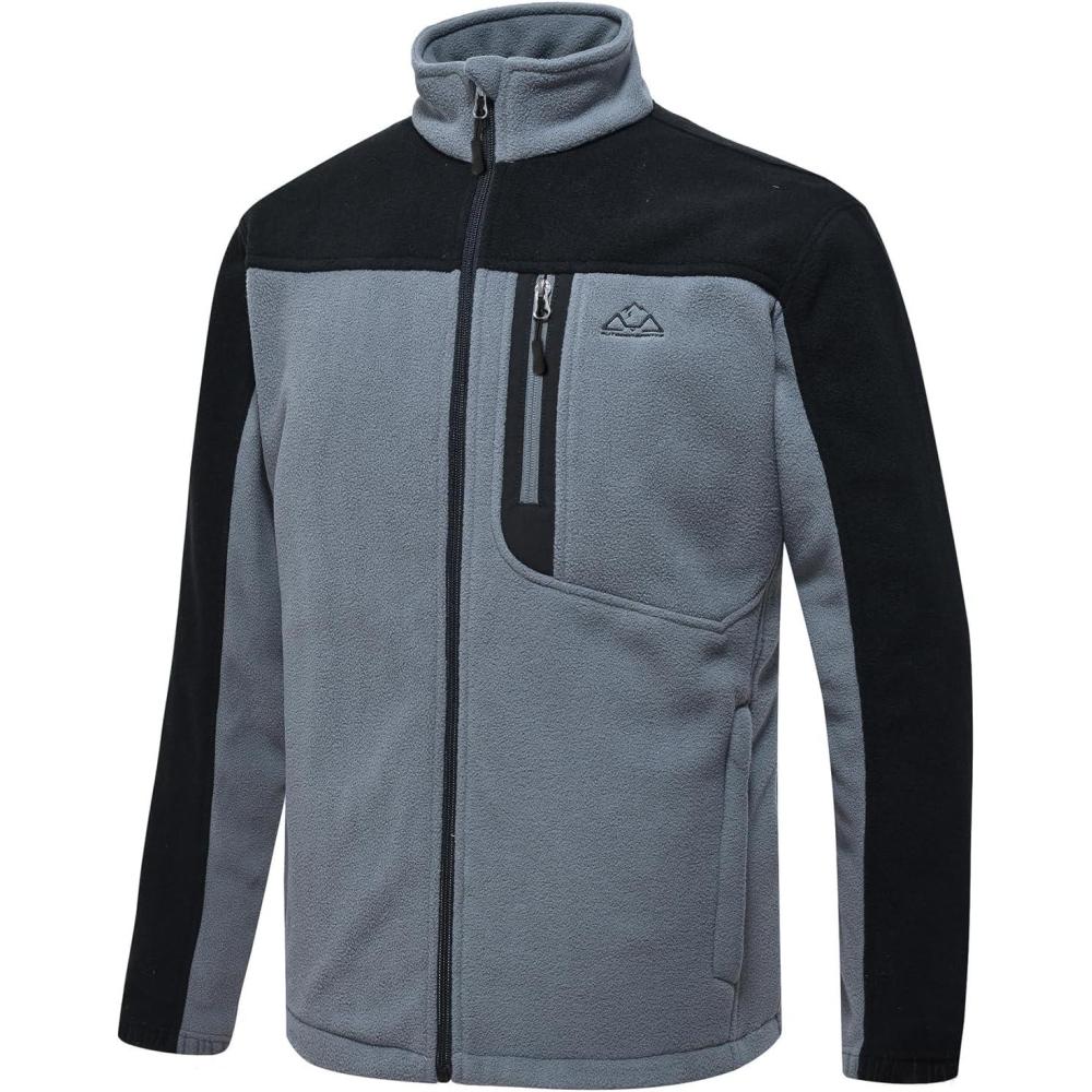 imageTBMPOY Mens Fleece Jackets Lightweight FullZip Fall Jacket Warm Winter Coats Outdoor Hiking with PocketsA3greyBlack