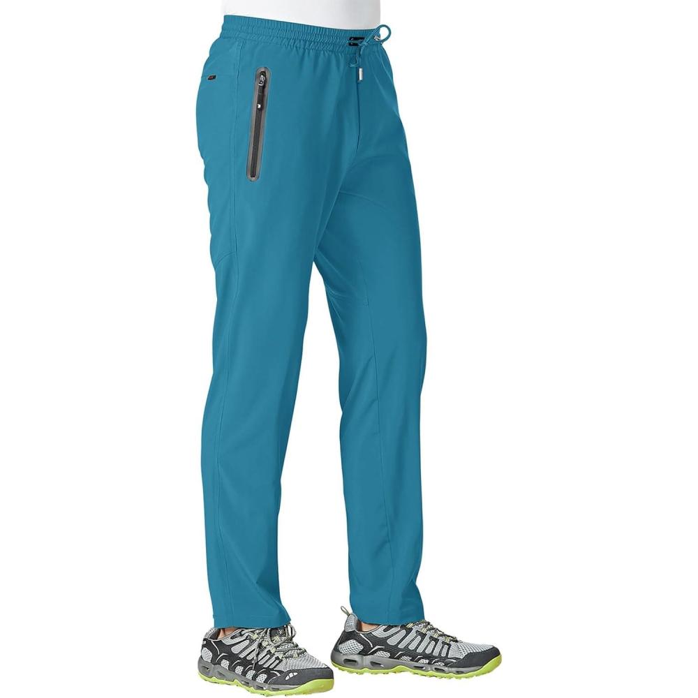 imageTBMPOY Mens Lightweight Hiking Travel Pants Breathable Athletic Fishing Active Joggers Zipper PocketsA19indigo