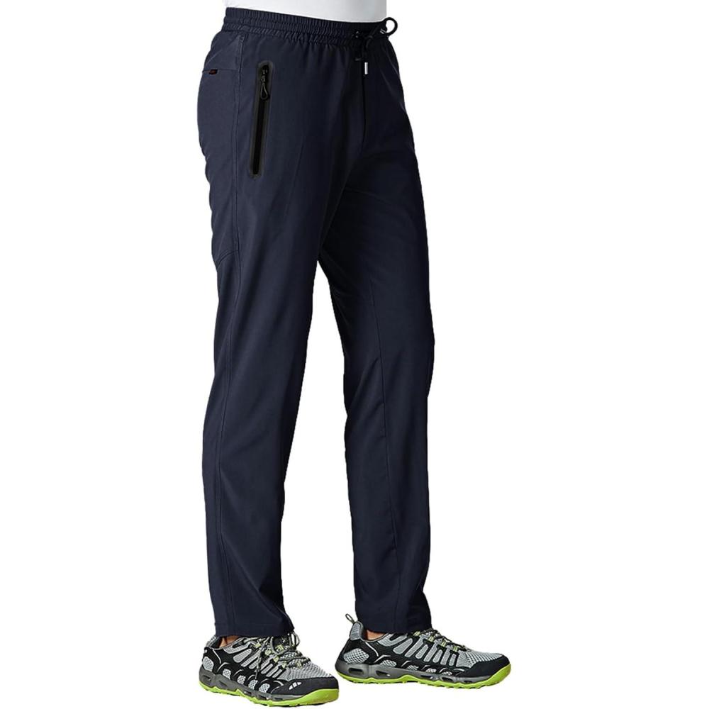 imageTBMPOY Mens Lightweight Hiking Travel Pants Breathable Athletic Fishing Active Joggers Zipper PocketsA3navy