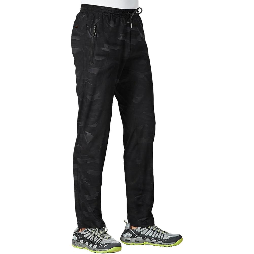 imageTBMPOY Mens Lightweight Hiking Travel Pants Breathable Athletic Fishing Active Joggers Zipper PocketsA6camo